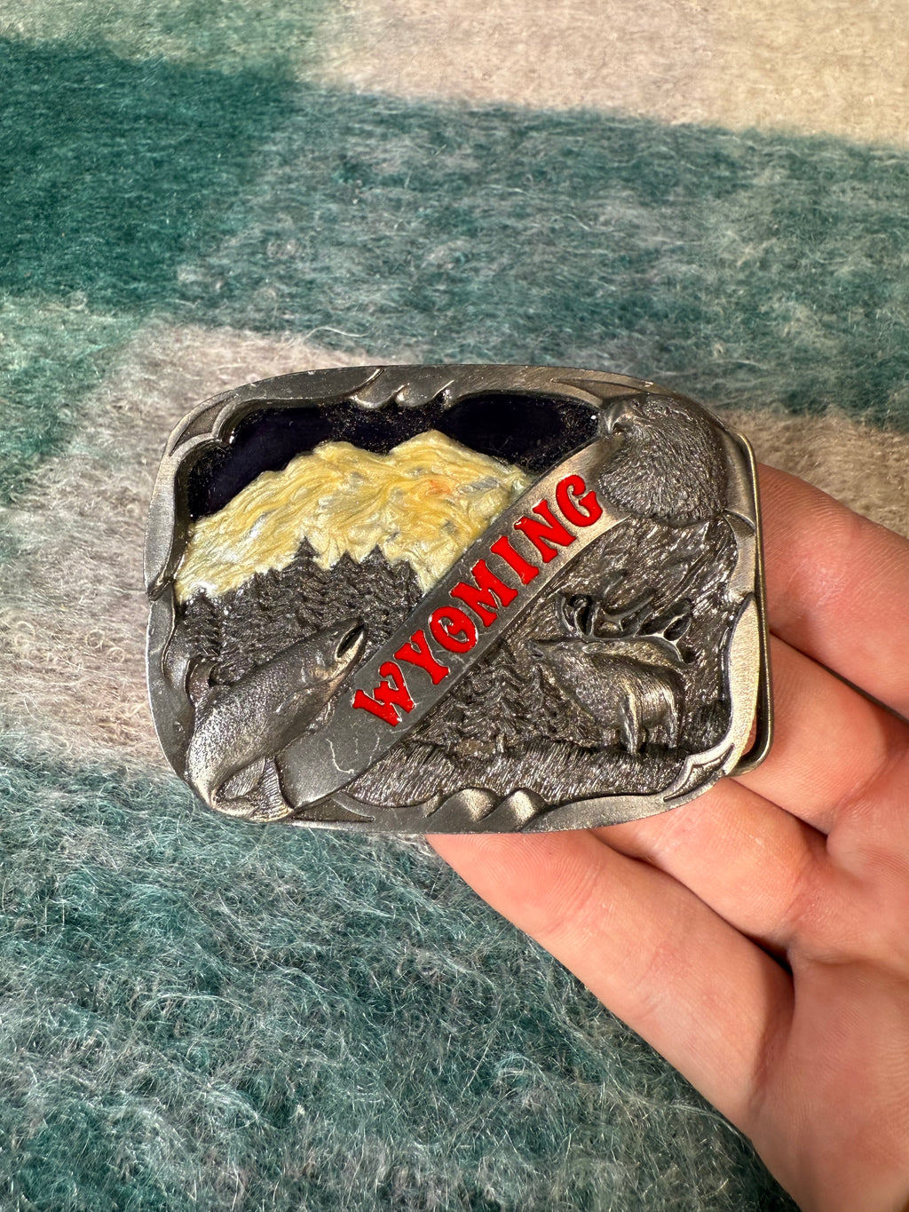 Vintage Wyoming Landscape Belt Buckle