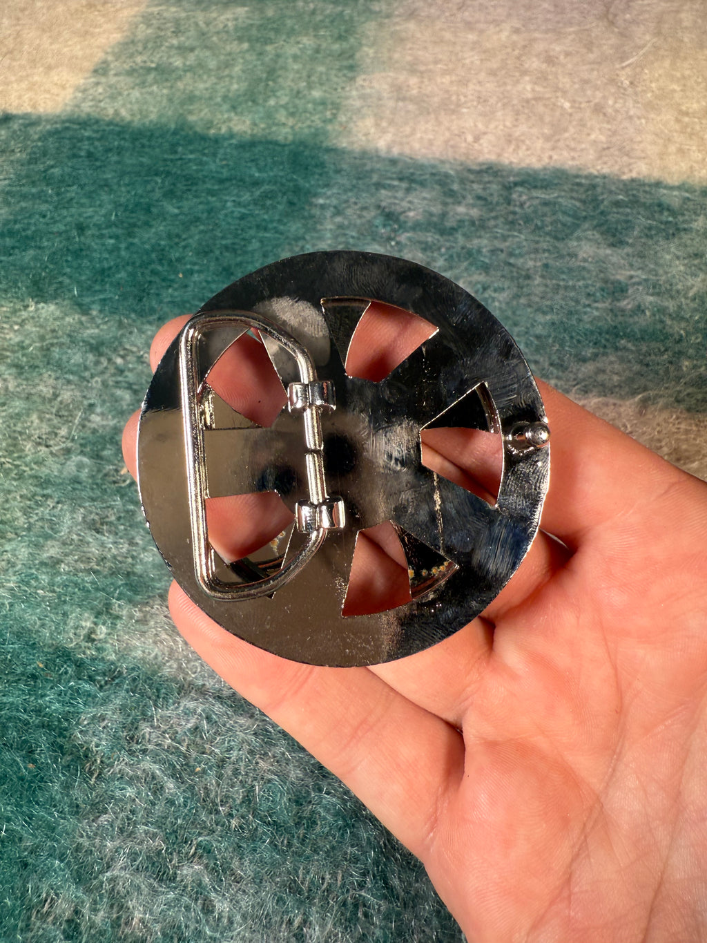 Vintage 2000s Spinning Wheel Rim Belt Buckle