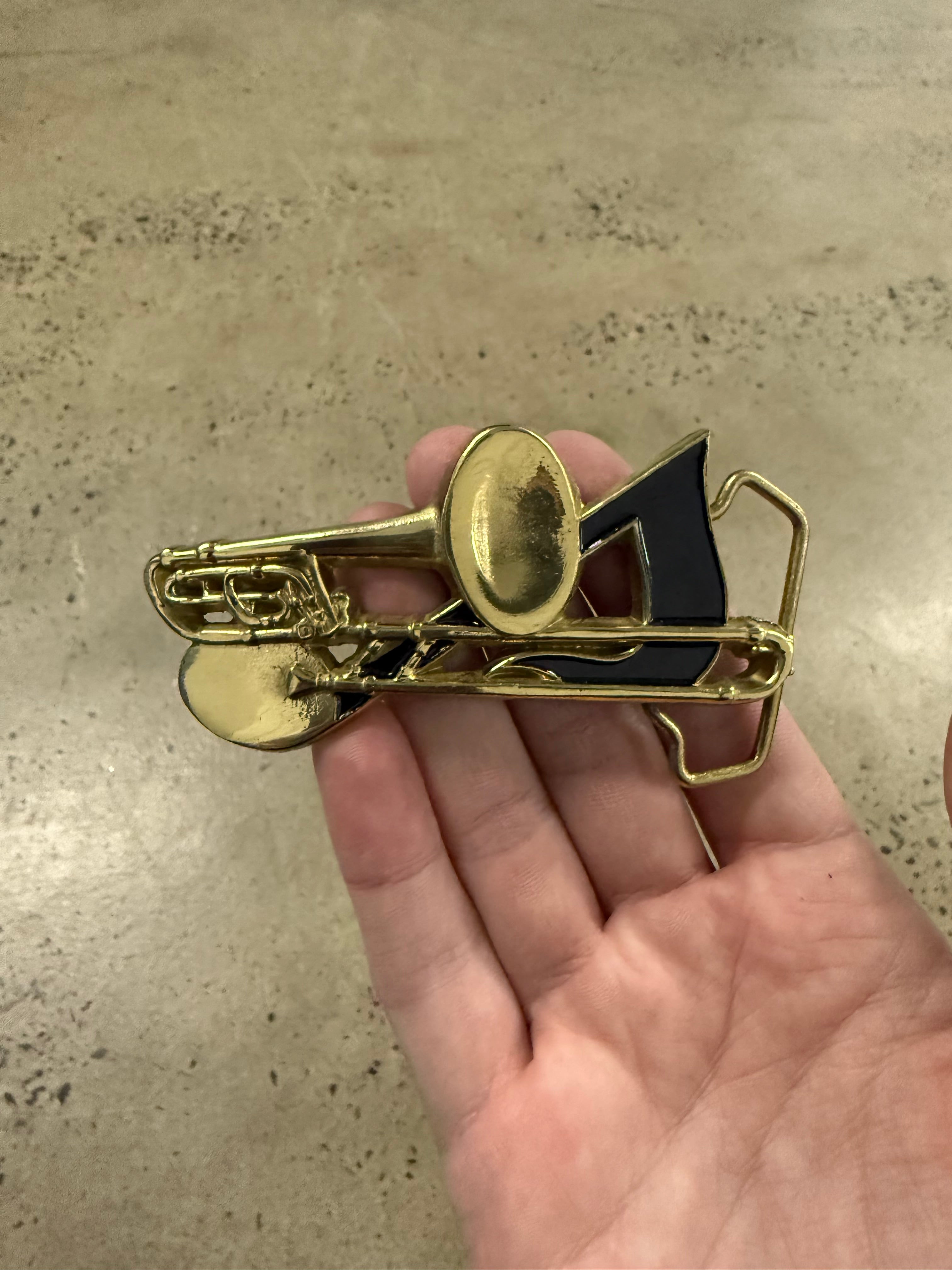 Vintage 80s Trumpet Belt Buckle