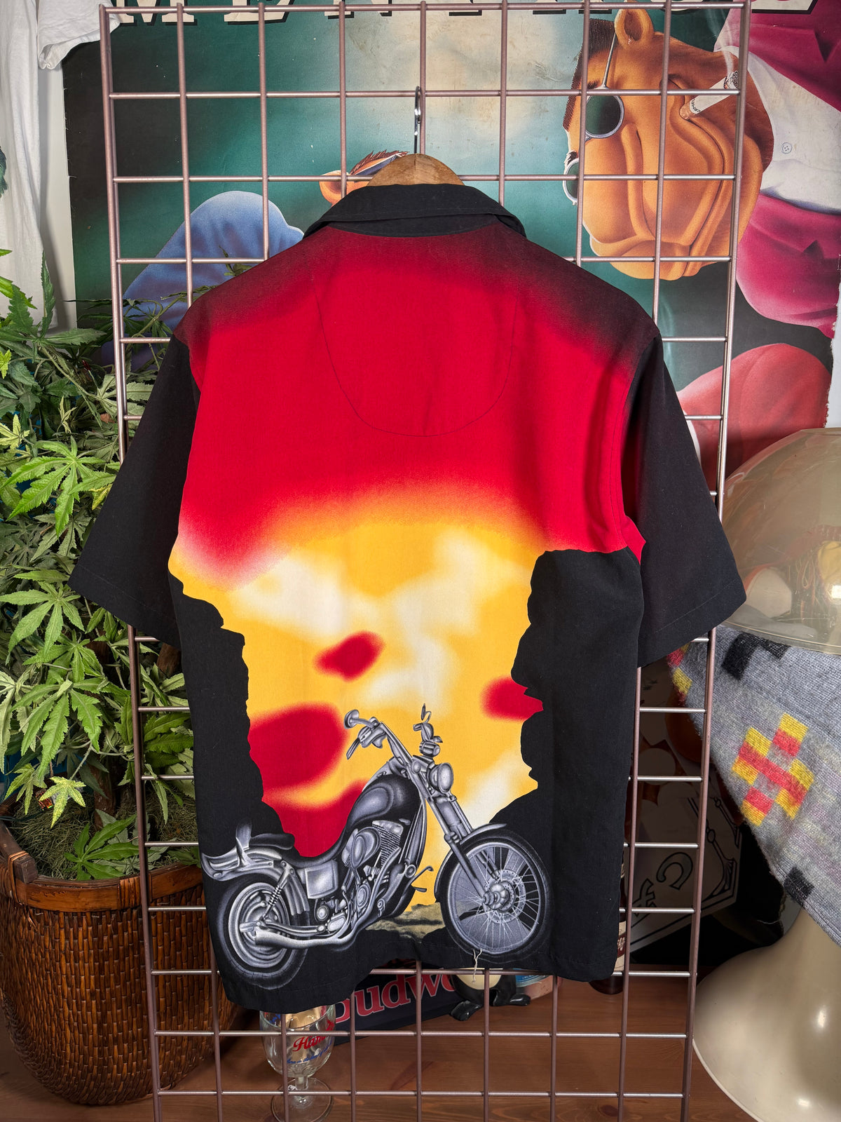 Y2K No Boundaries Sunset Motorcycle Button Up Shirt (S)