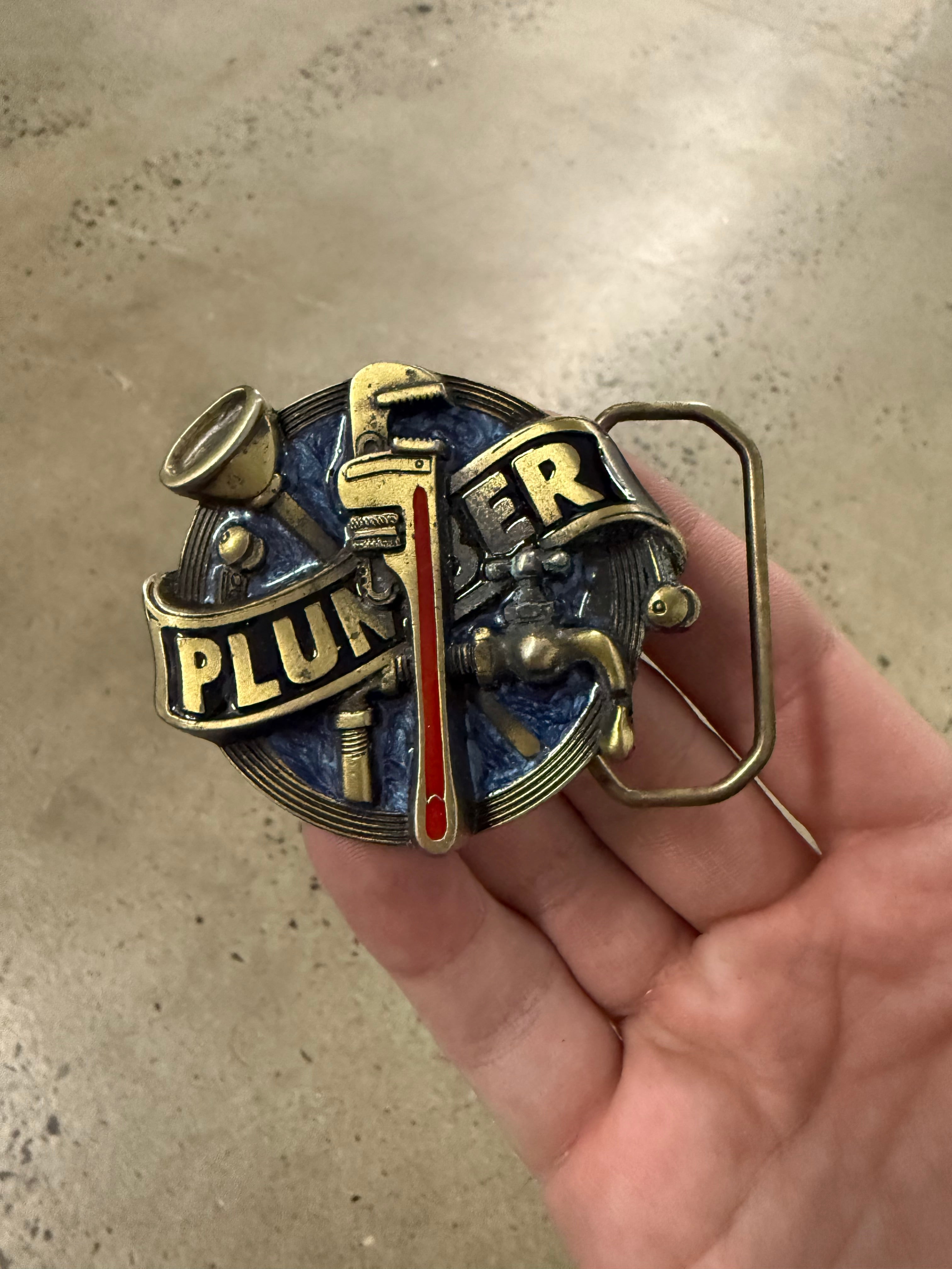 Vintage Plumber Circle Belt Buckle