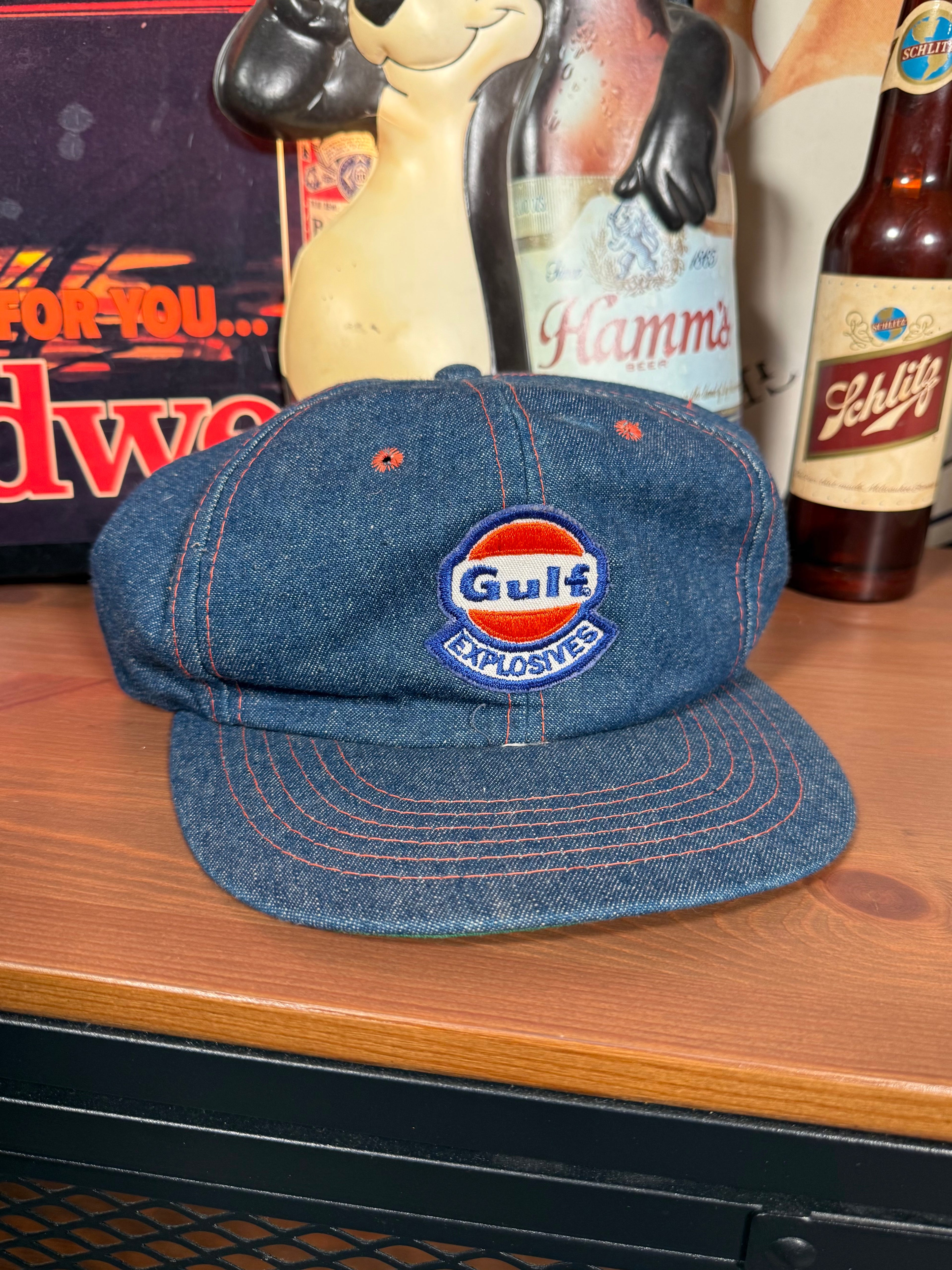 Vintage Gulf Explosives Denim Trucker Hat
