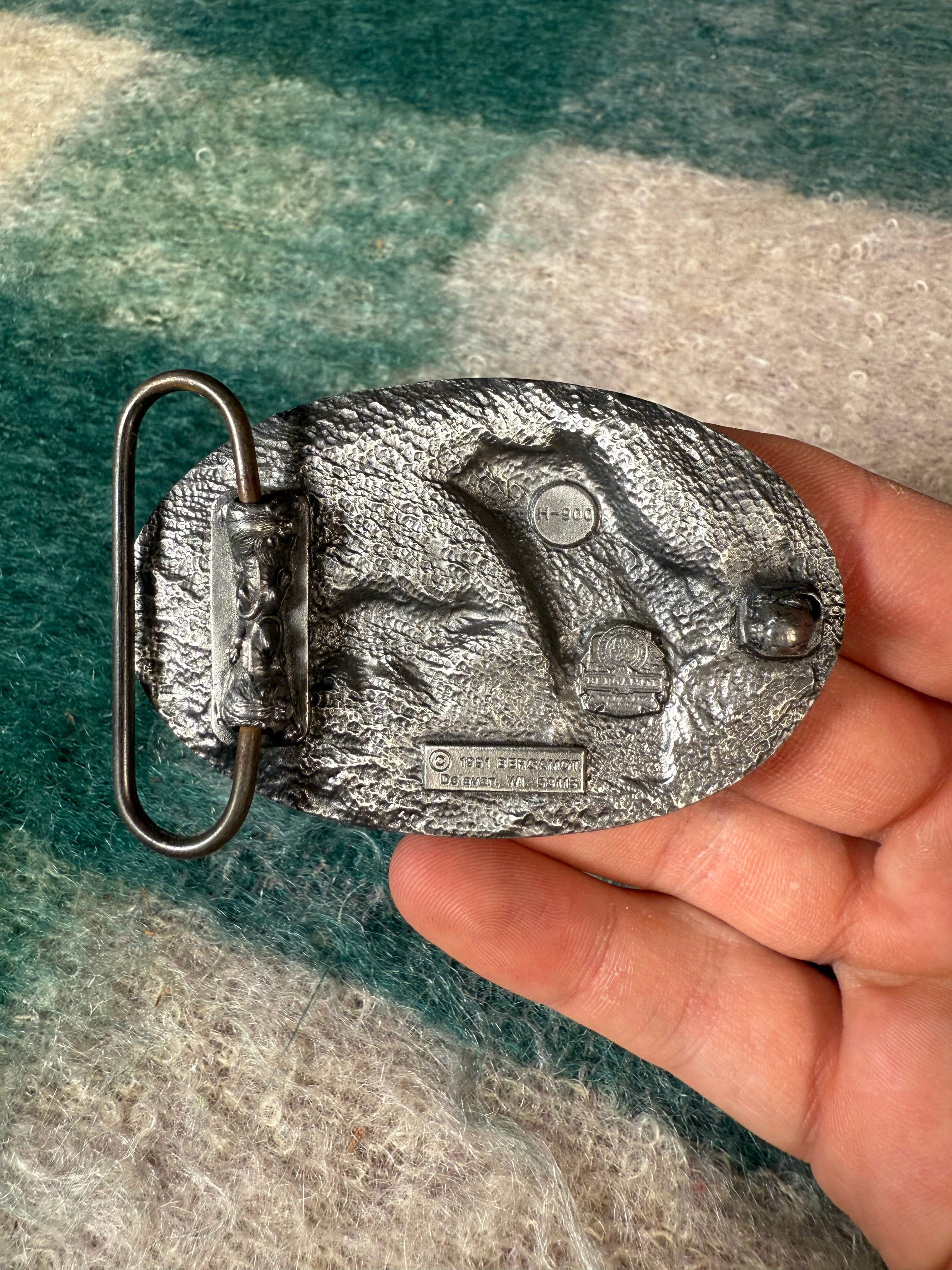 Vintage Dog and Raccoon Belt Buckle