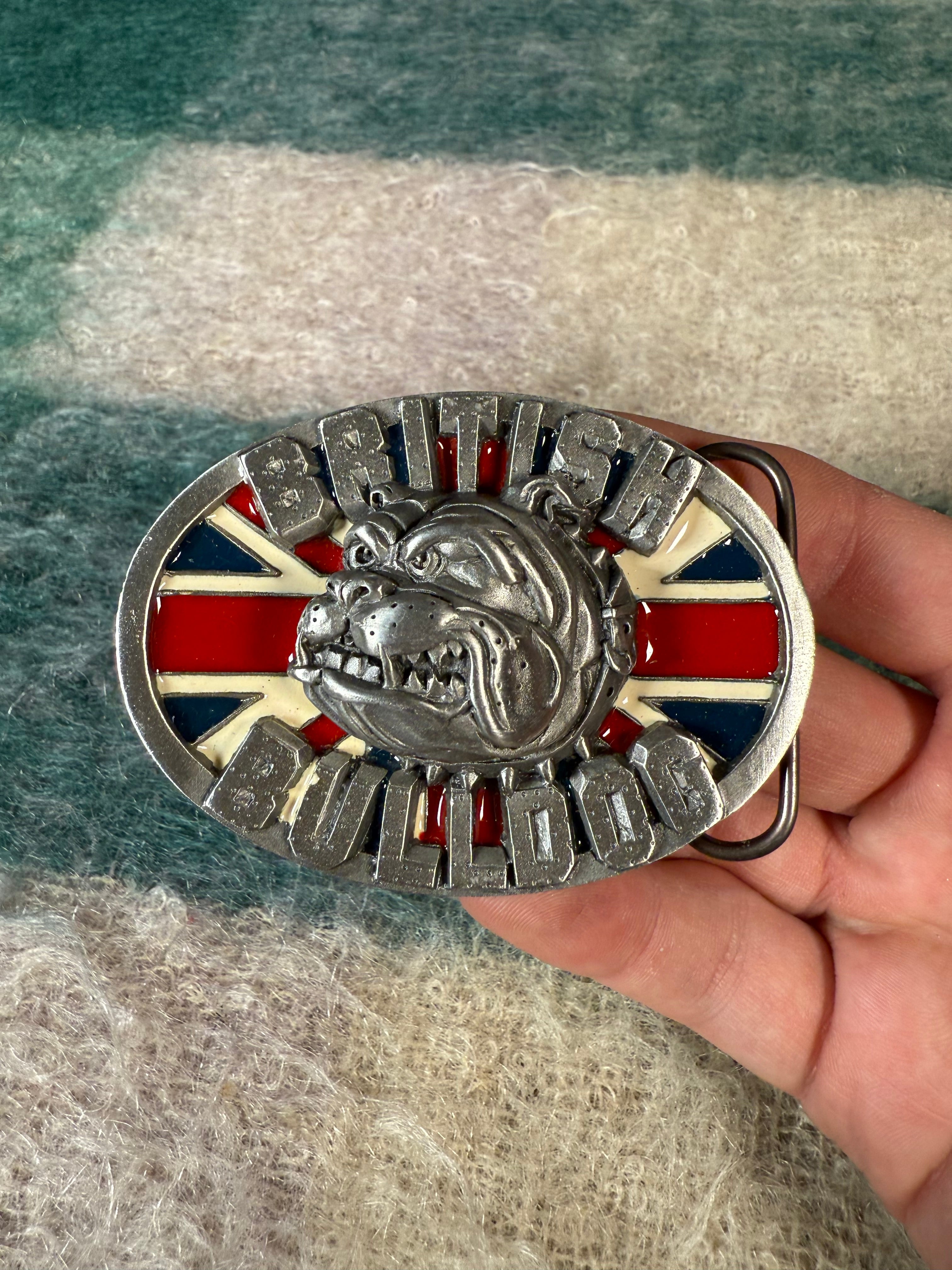 Vintage British Bulldog 3D Belt Buckle