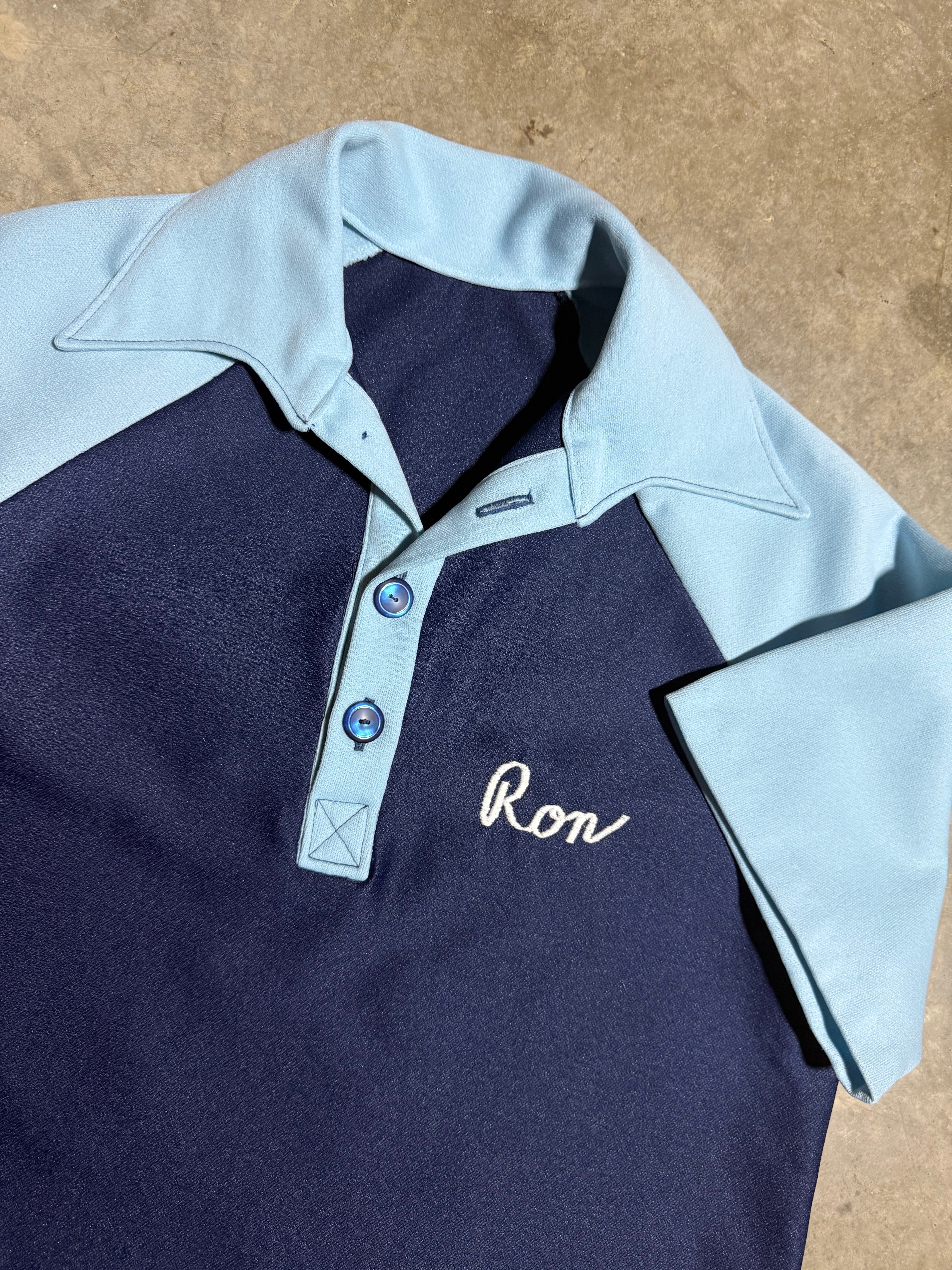 Vintage 70s Ron Roberts Chainstitched Bowling Shirt (M)