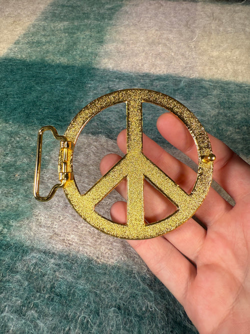 2000s Gold Oversized Peace Belt Buckle