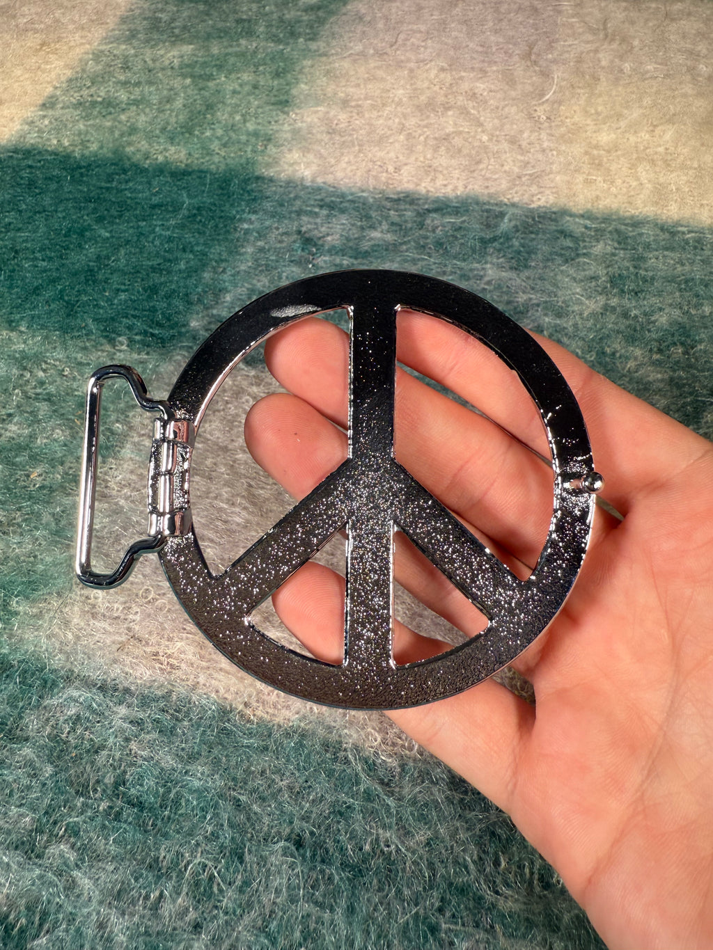 2000s Oversized Peace Belt Buckle