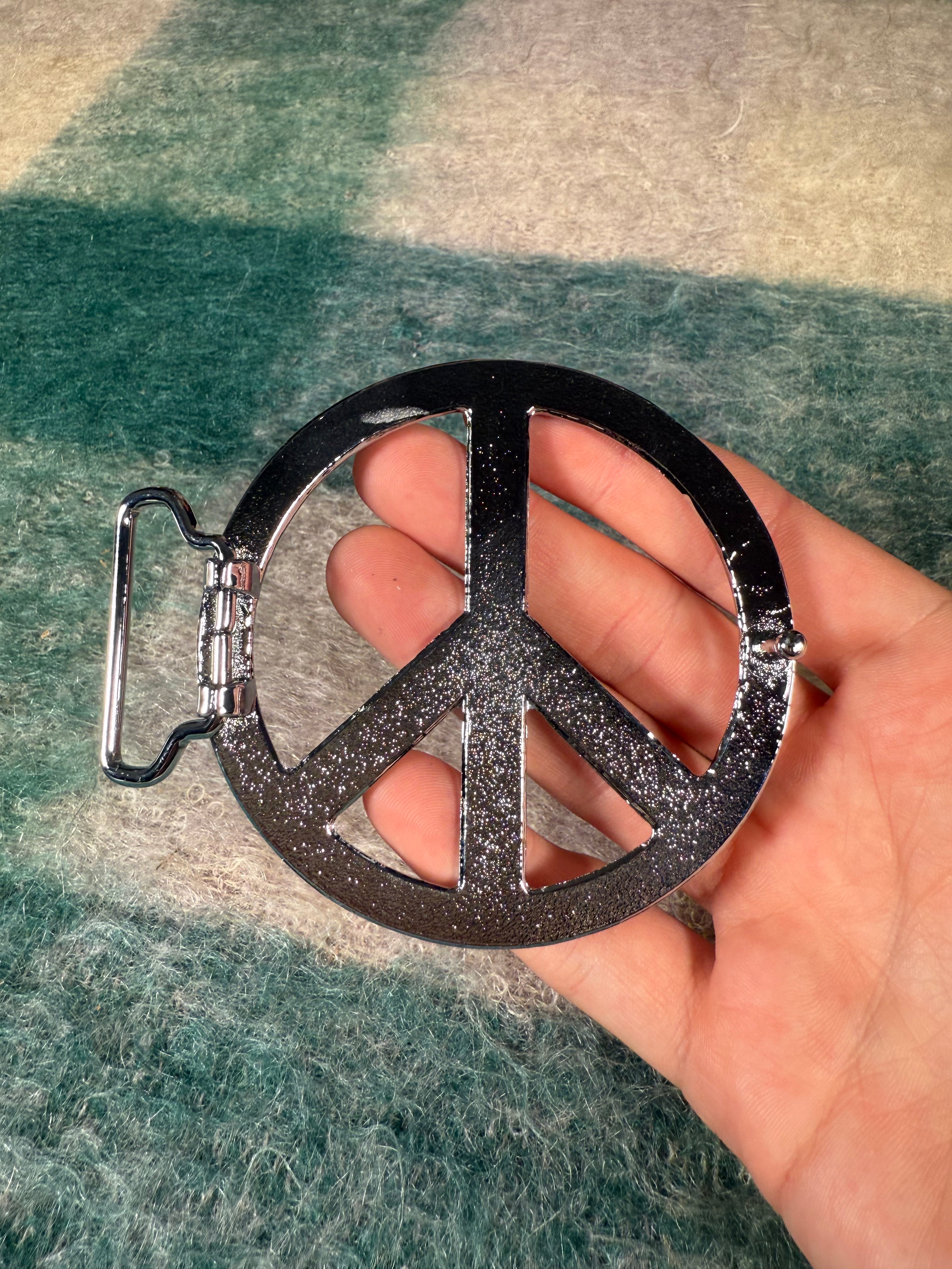 2000s Oversized Peace Belt Buckle