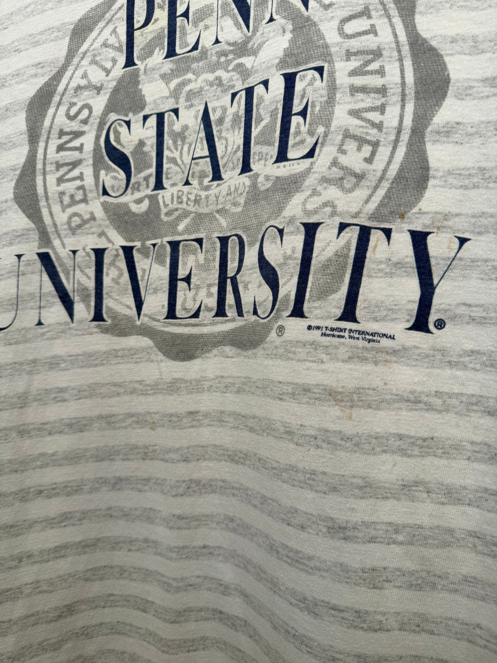 Vintage 90s Penn State Striped T-Shirt (XL)