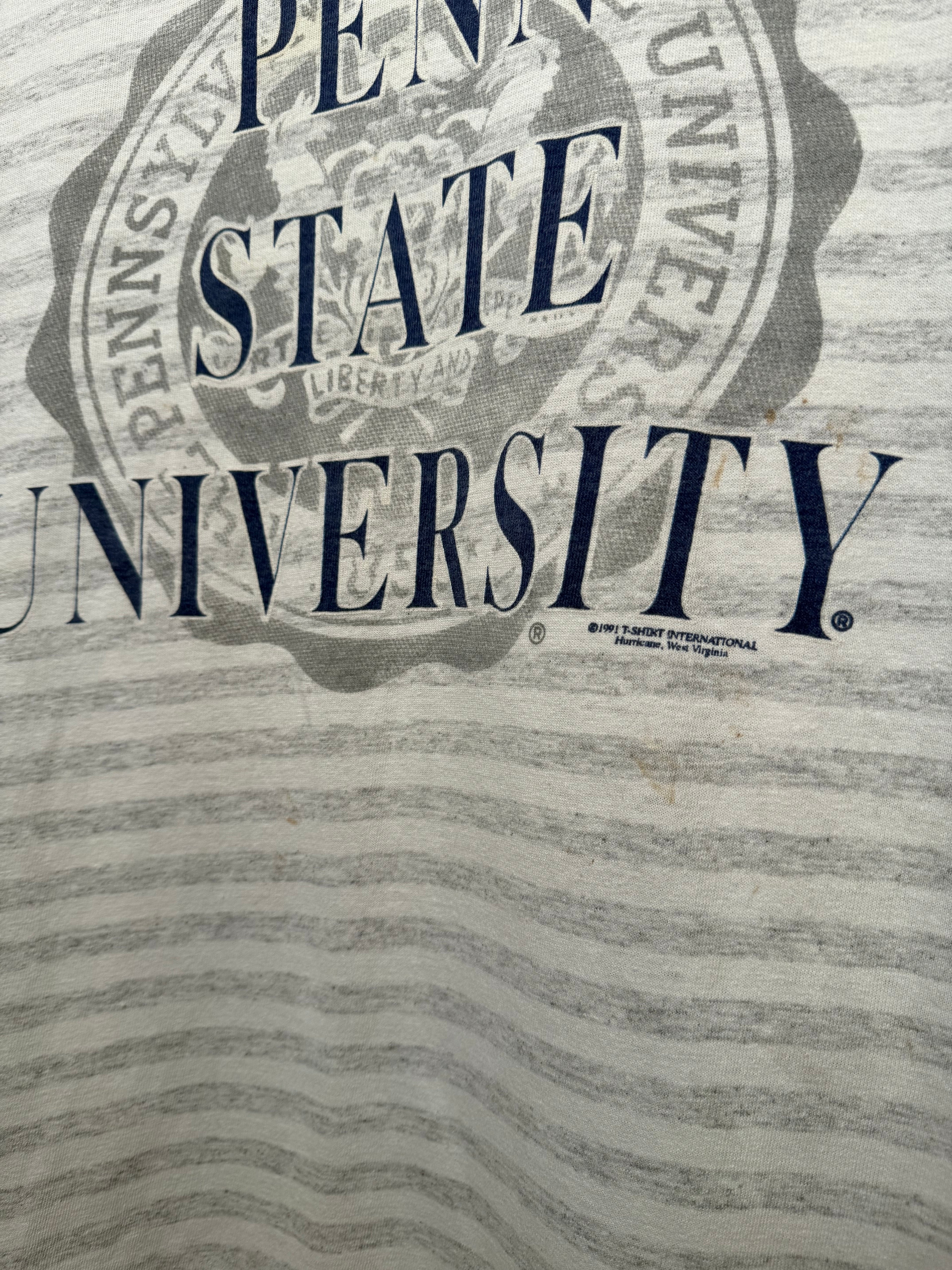 Vintage 90s Penn State Striped T-Shirt (XL)
