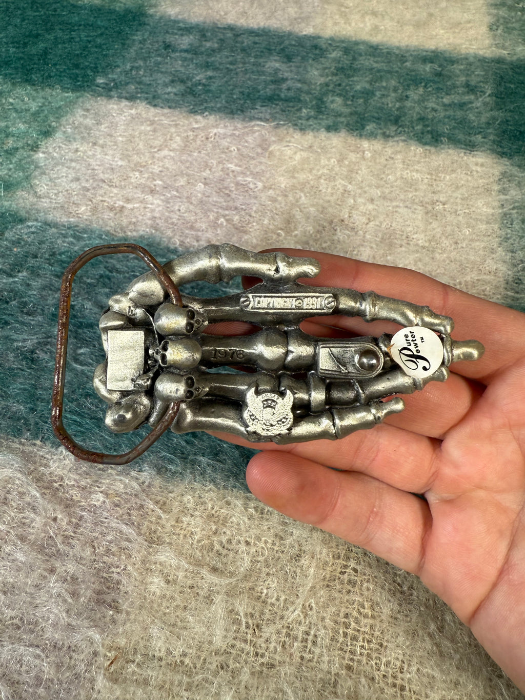 Vintage Skeleton Hand Belt Buckle