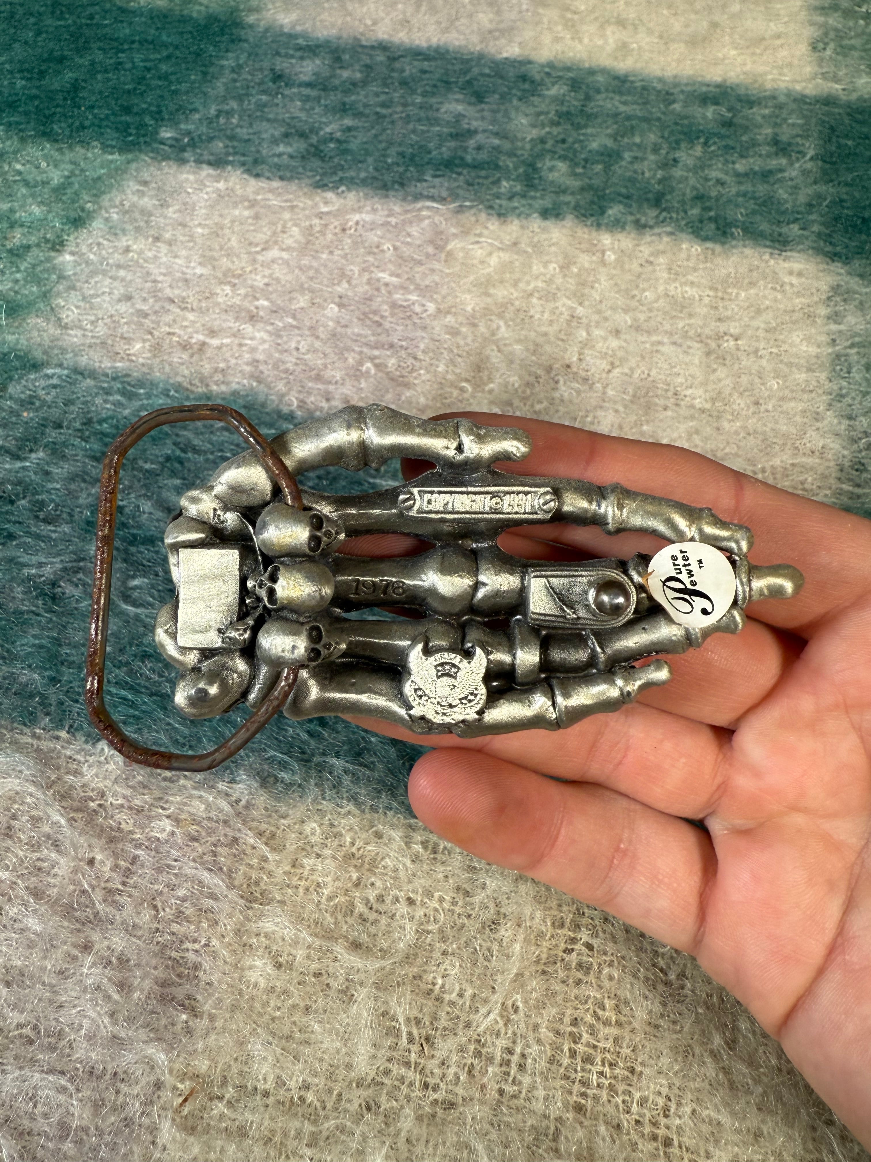 Vintage Skeleton Hand Belt Buckle