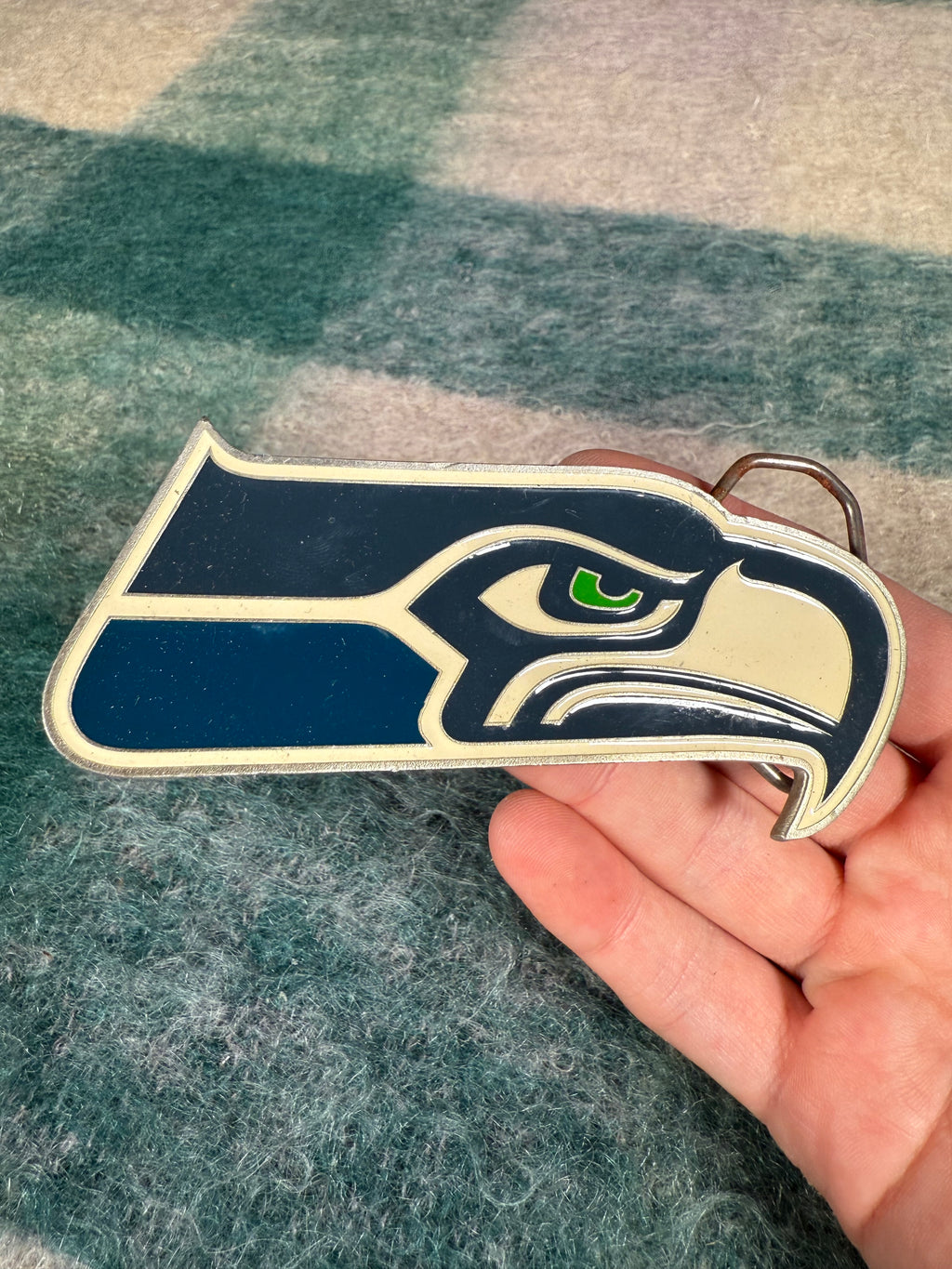 Vintage 2000s Seattle Seahawks Big Logo Belt Buckle
