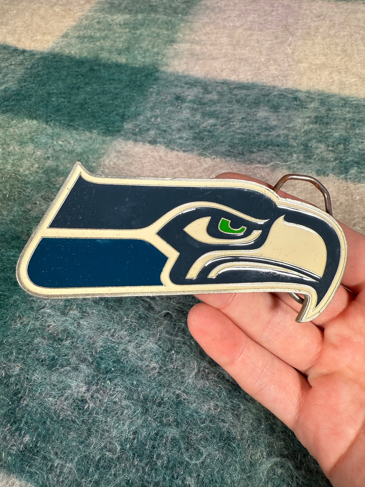 Vintage 2000s Seattle Seahawks Big Logo Belt Buckle