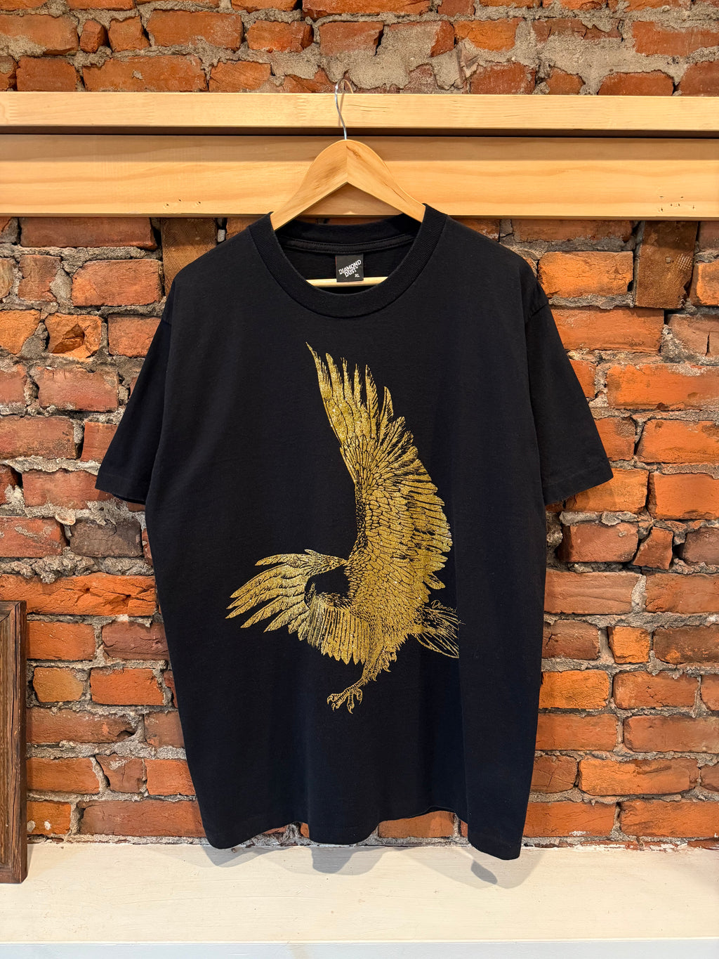 Vintage Diamond Dust Sparkling Gold Eagle Shirt (XL)