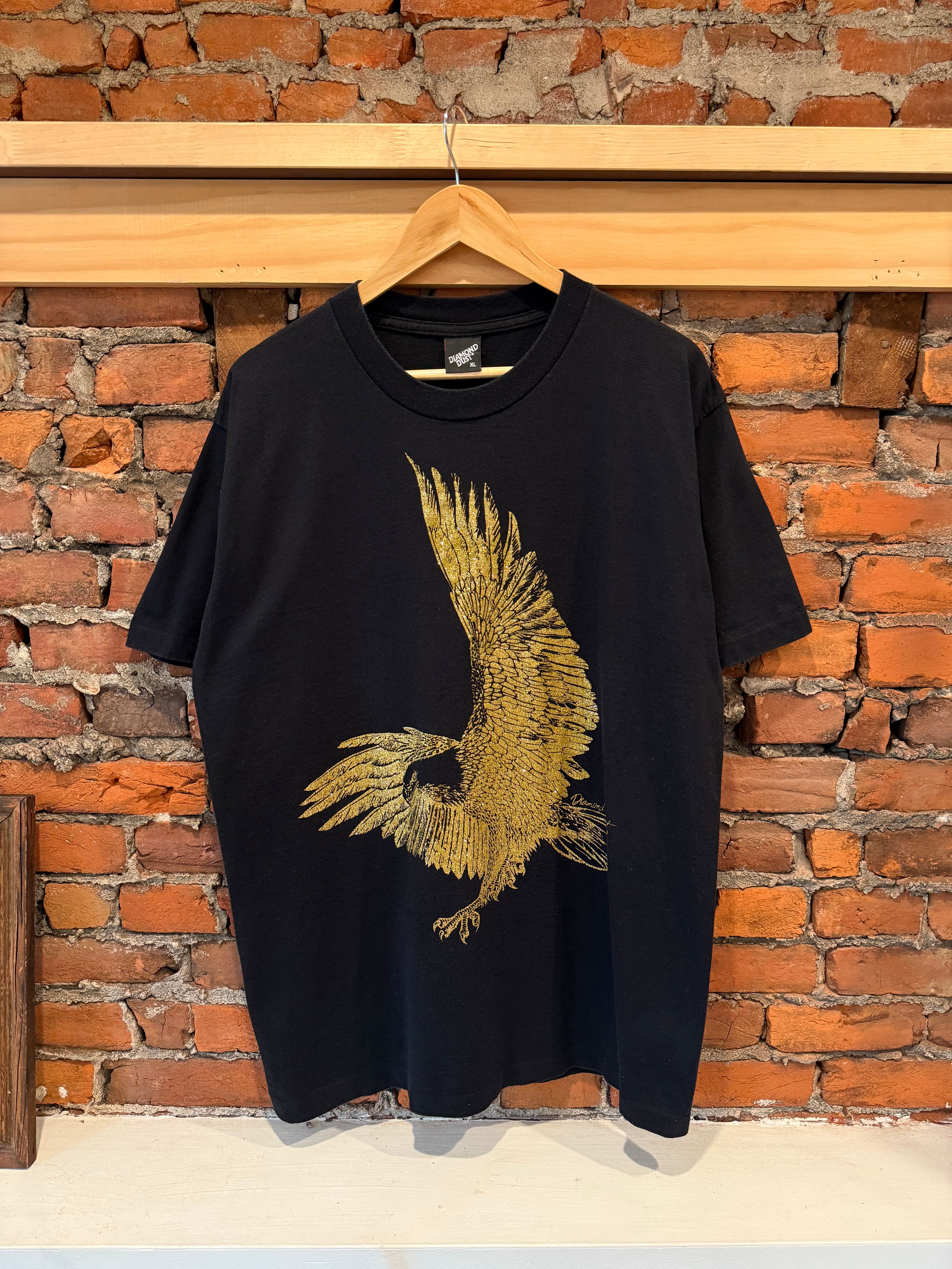 Vintage Diamond Dust Sparkling Gold Eagle Shirt (XL)