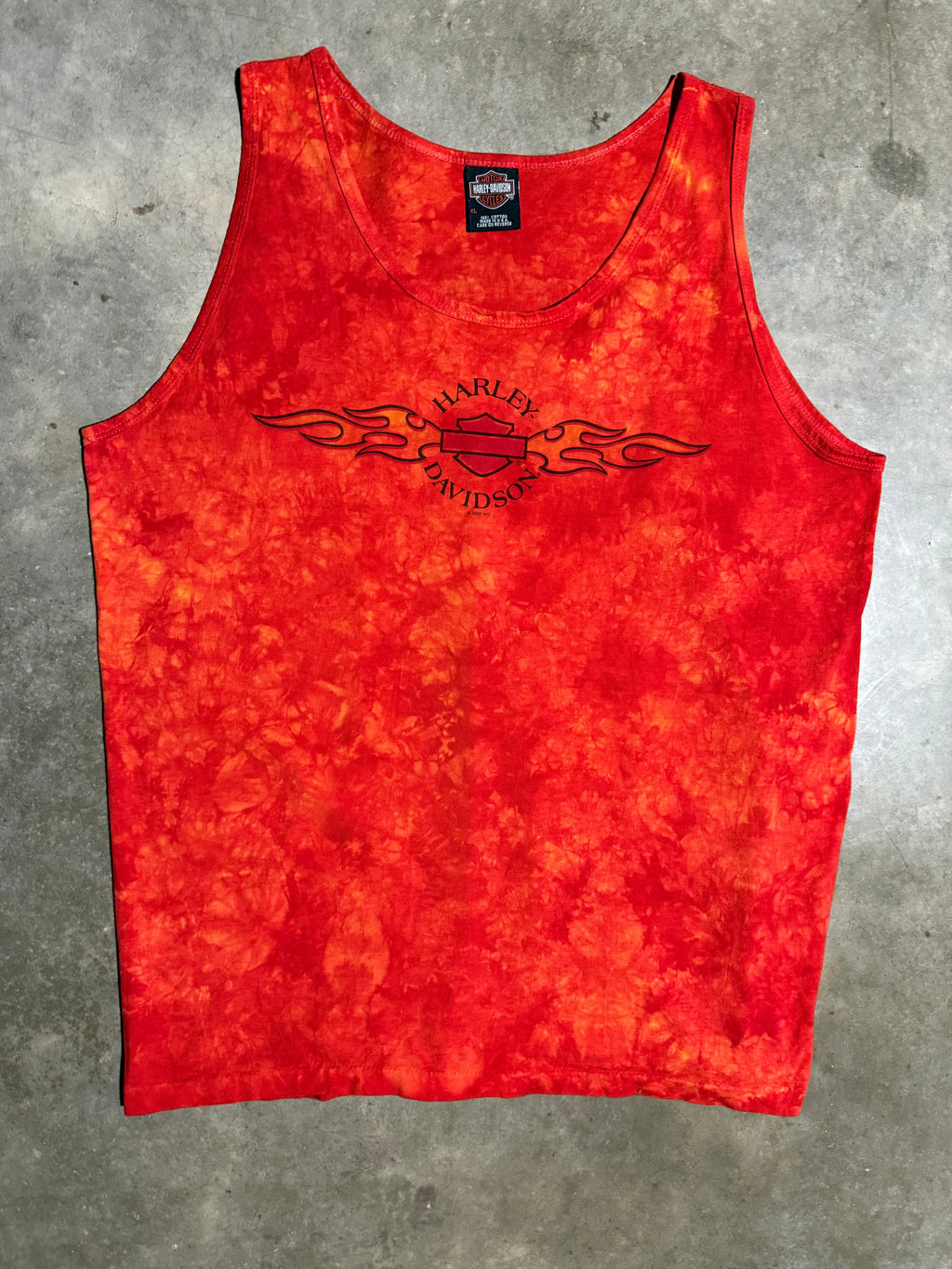 Vintage 2002 Harley Davidson Flames Tank Top (XL)