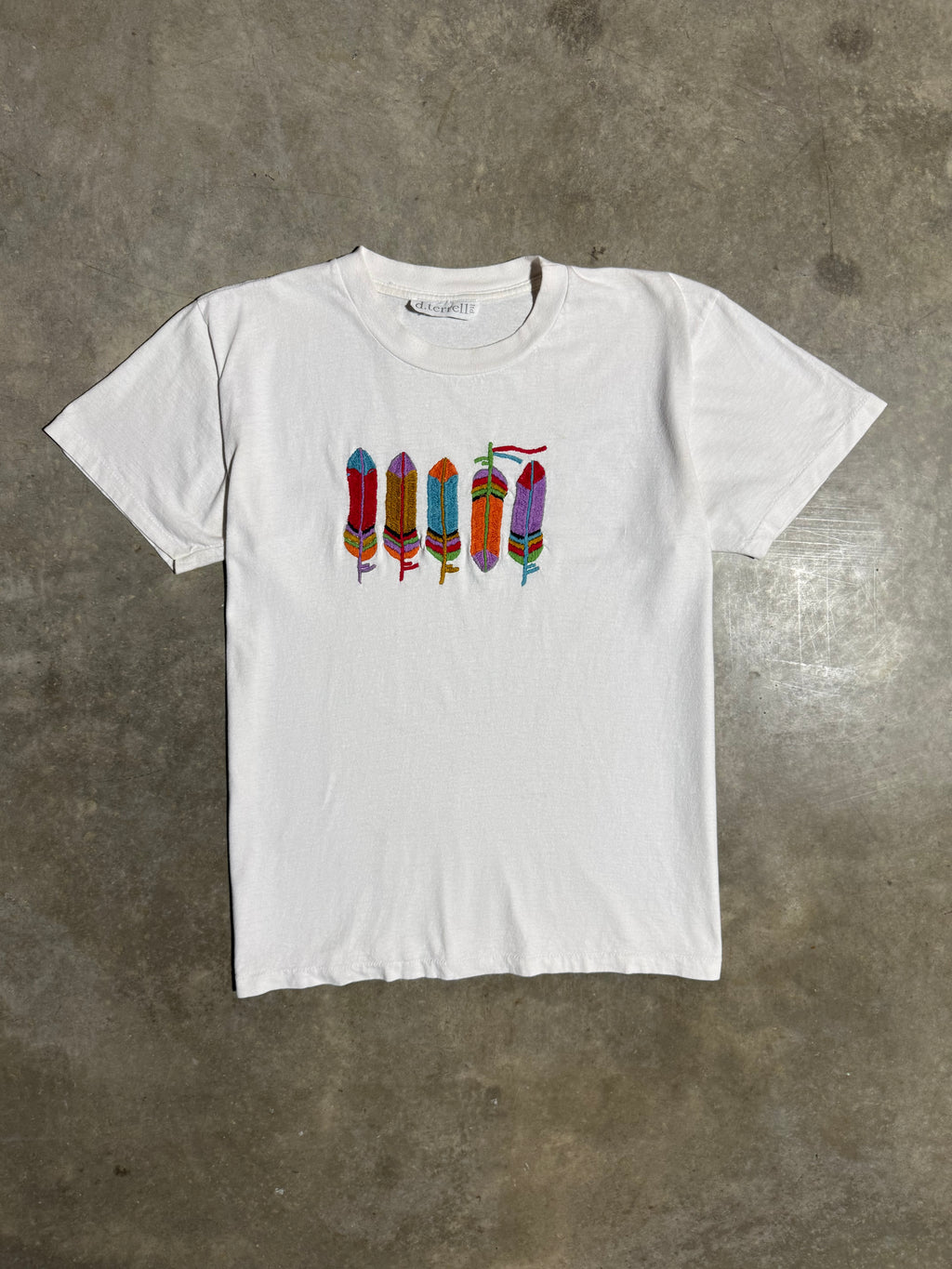 Vintage Embroidered Feathers T-Shirt (L)