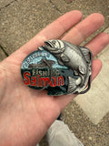 Vintage I’d Rather Be Fishing Salmon Belt Buckle