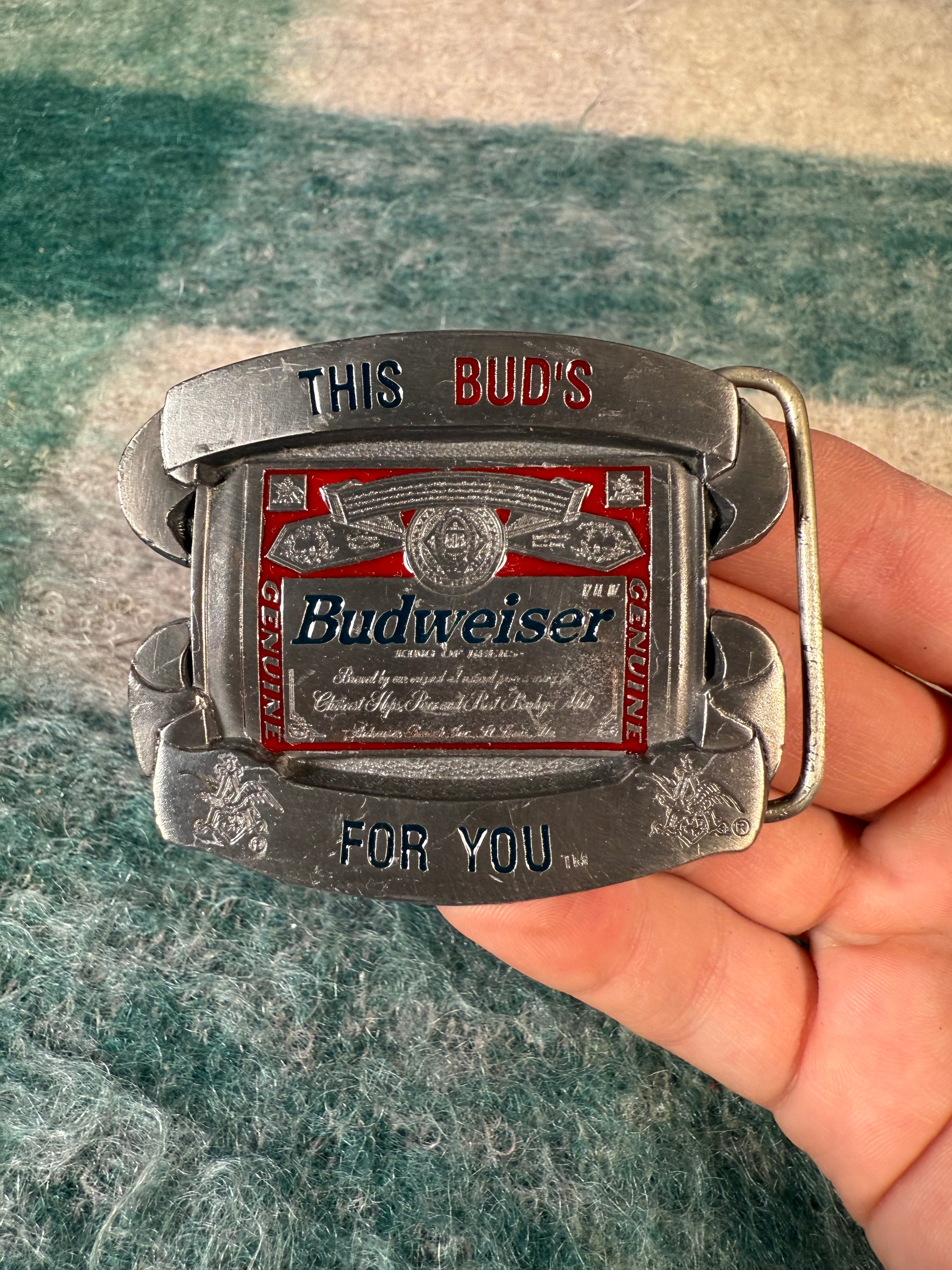 Vintage Budweiser This Buds For You Belt Buckle