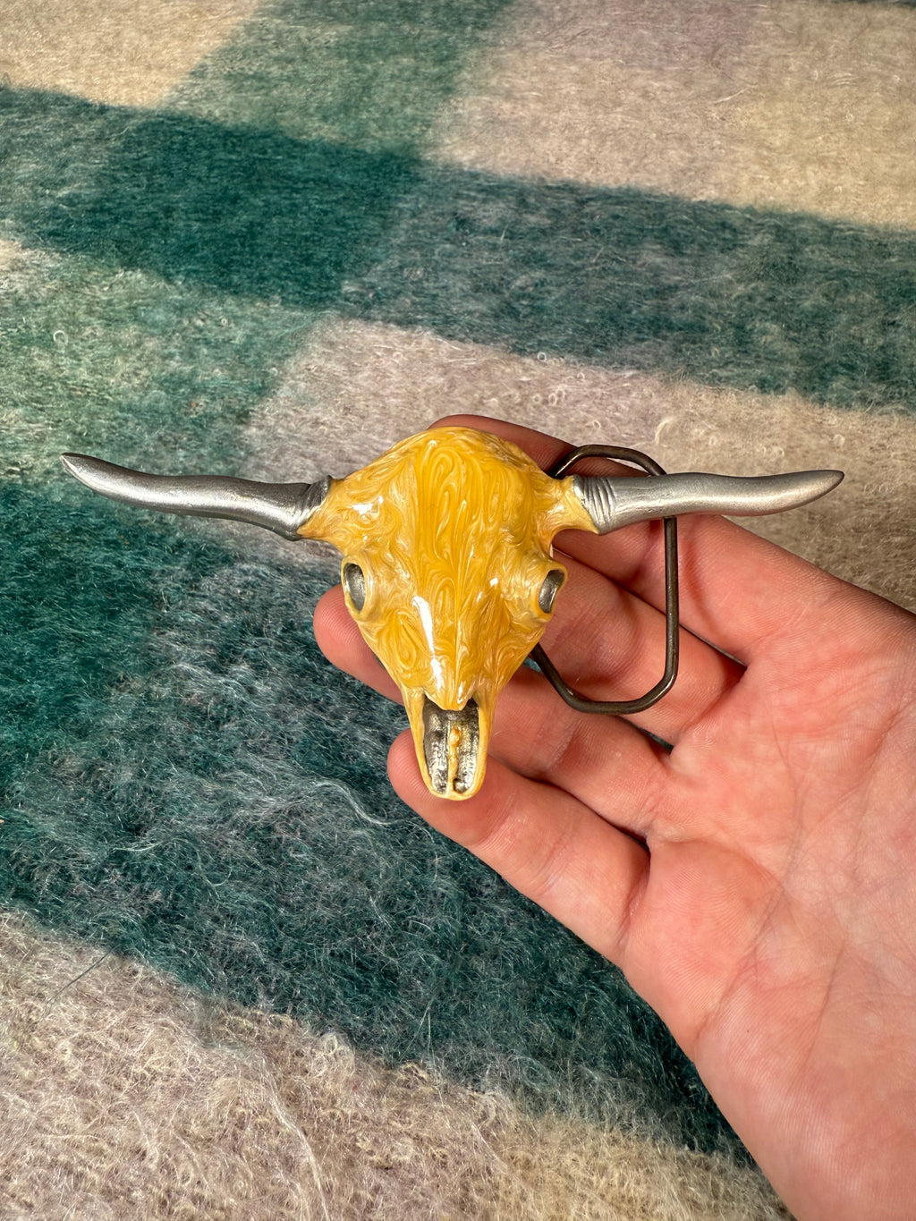 Vintage Longhorn Skull 3D Belt Buckle
