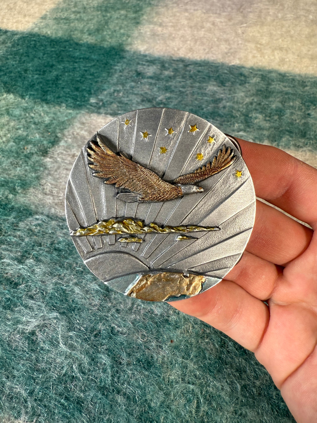 Vintage Flying Eagle Sunrise Belt Buckle