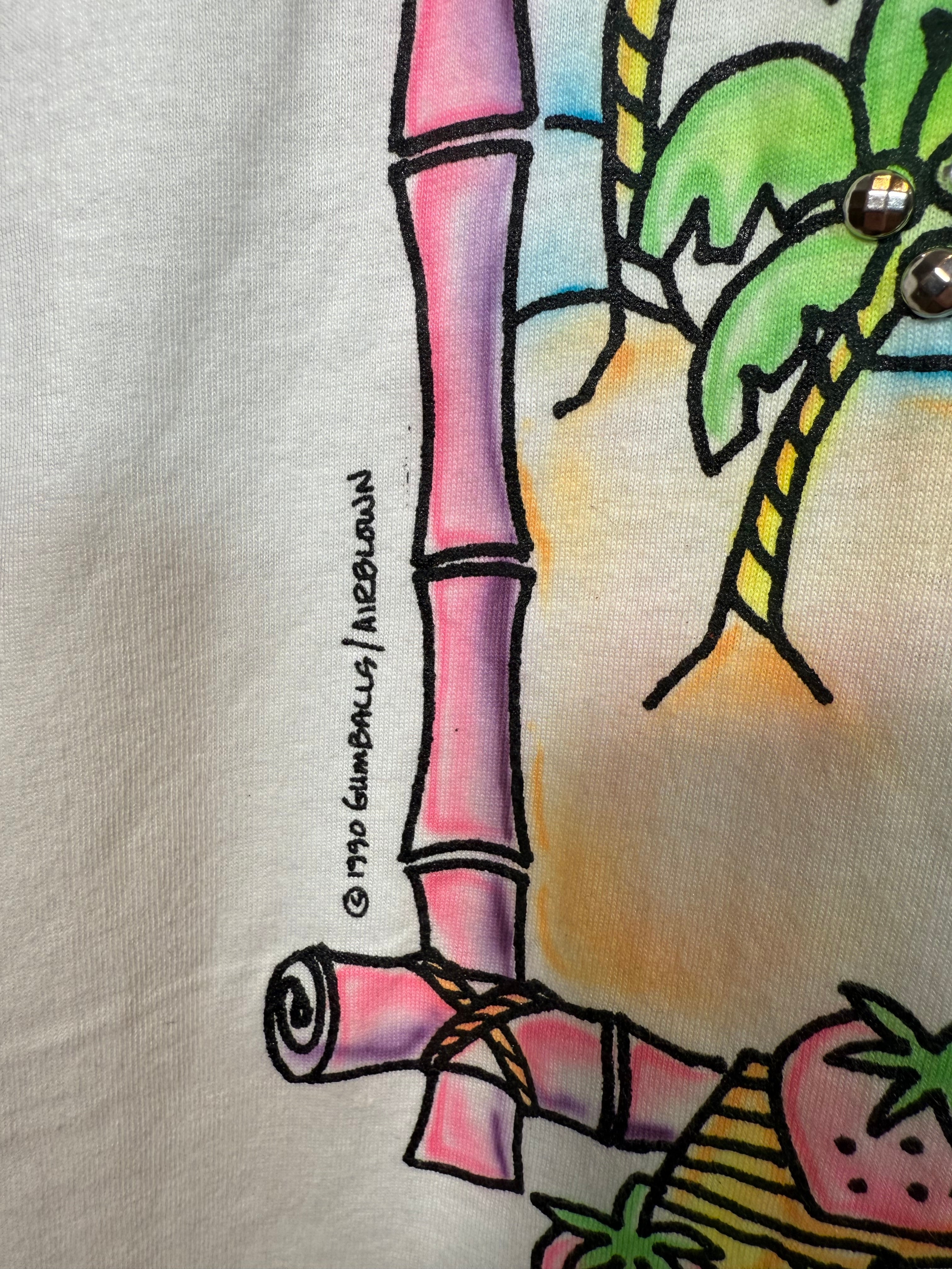 Vintage 1990 Bejeweled Beach Shirt(M/L)