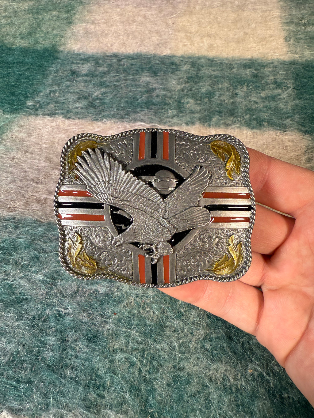 Vintage Nighttime Eagle Western Belt Buckle