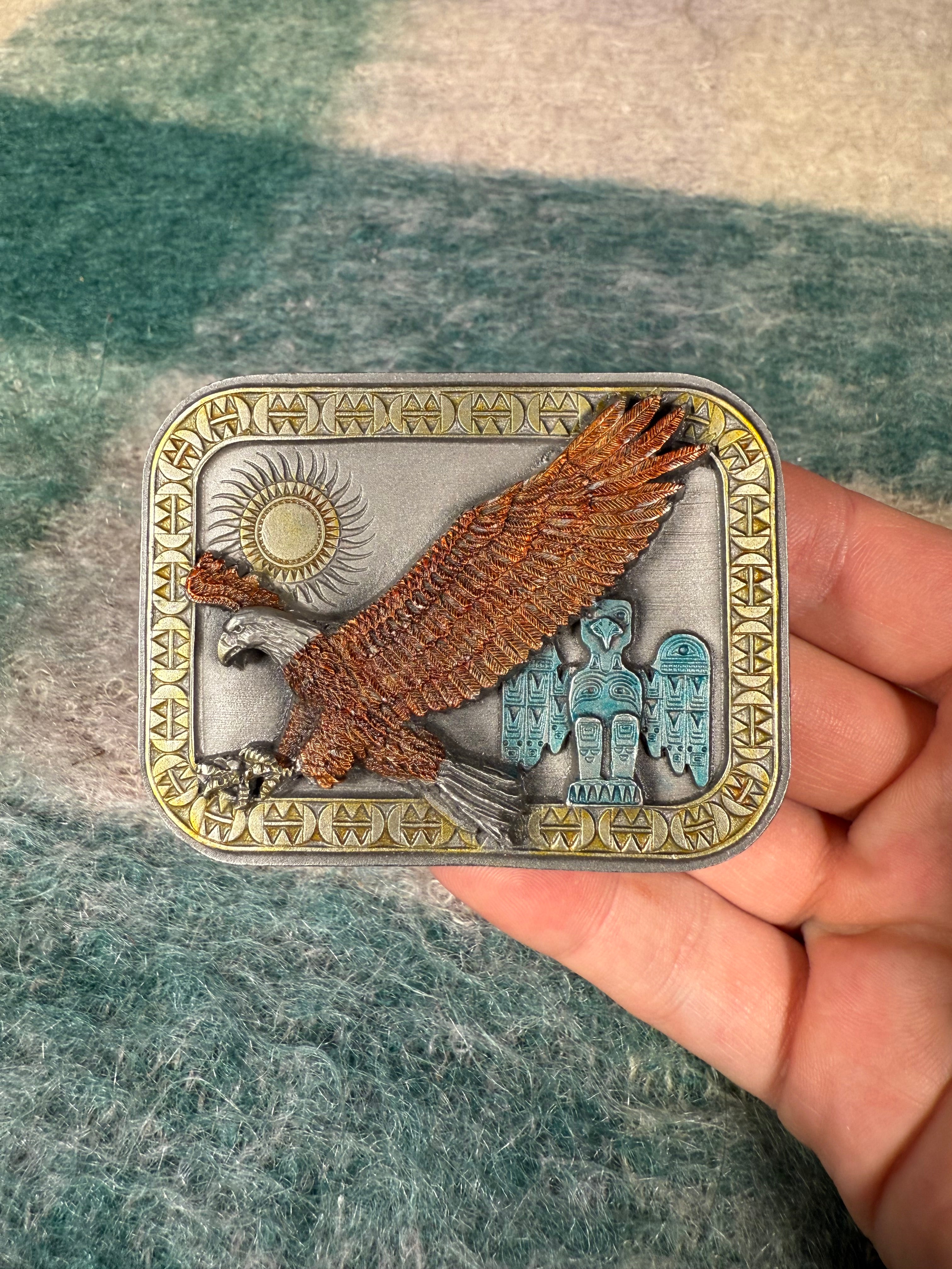 Vintage Eagle Totem Pole Belt Buckle