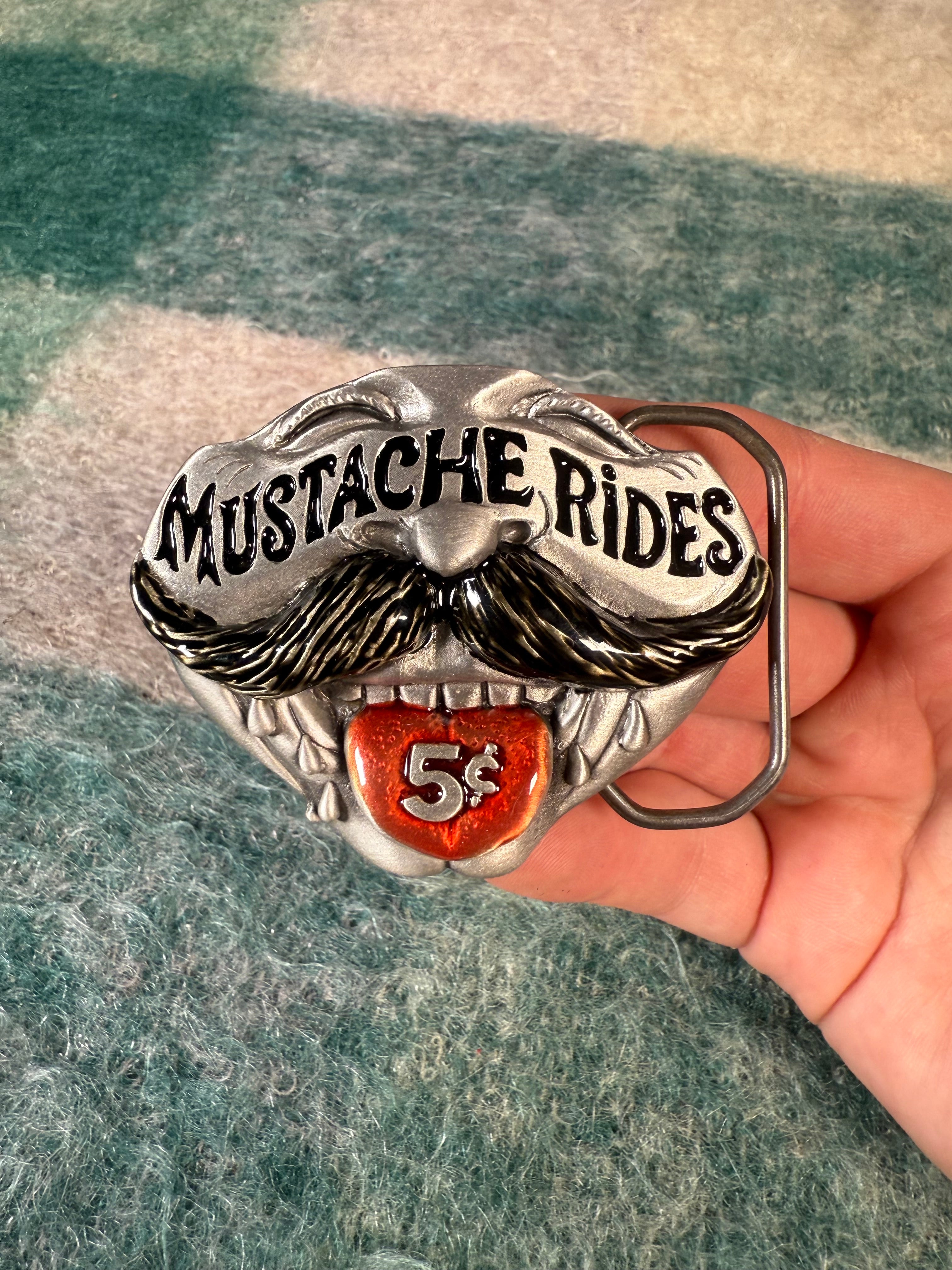 Vintage Mustache Rides Belt Buckle