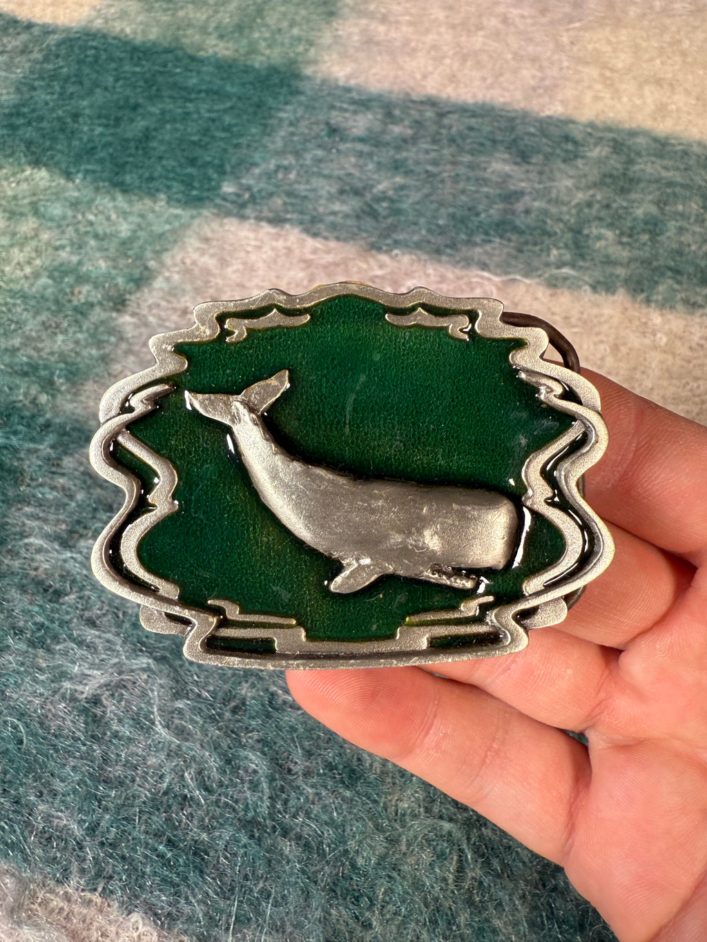 Vintage Whale Green Belt Buckle