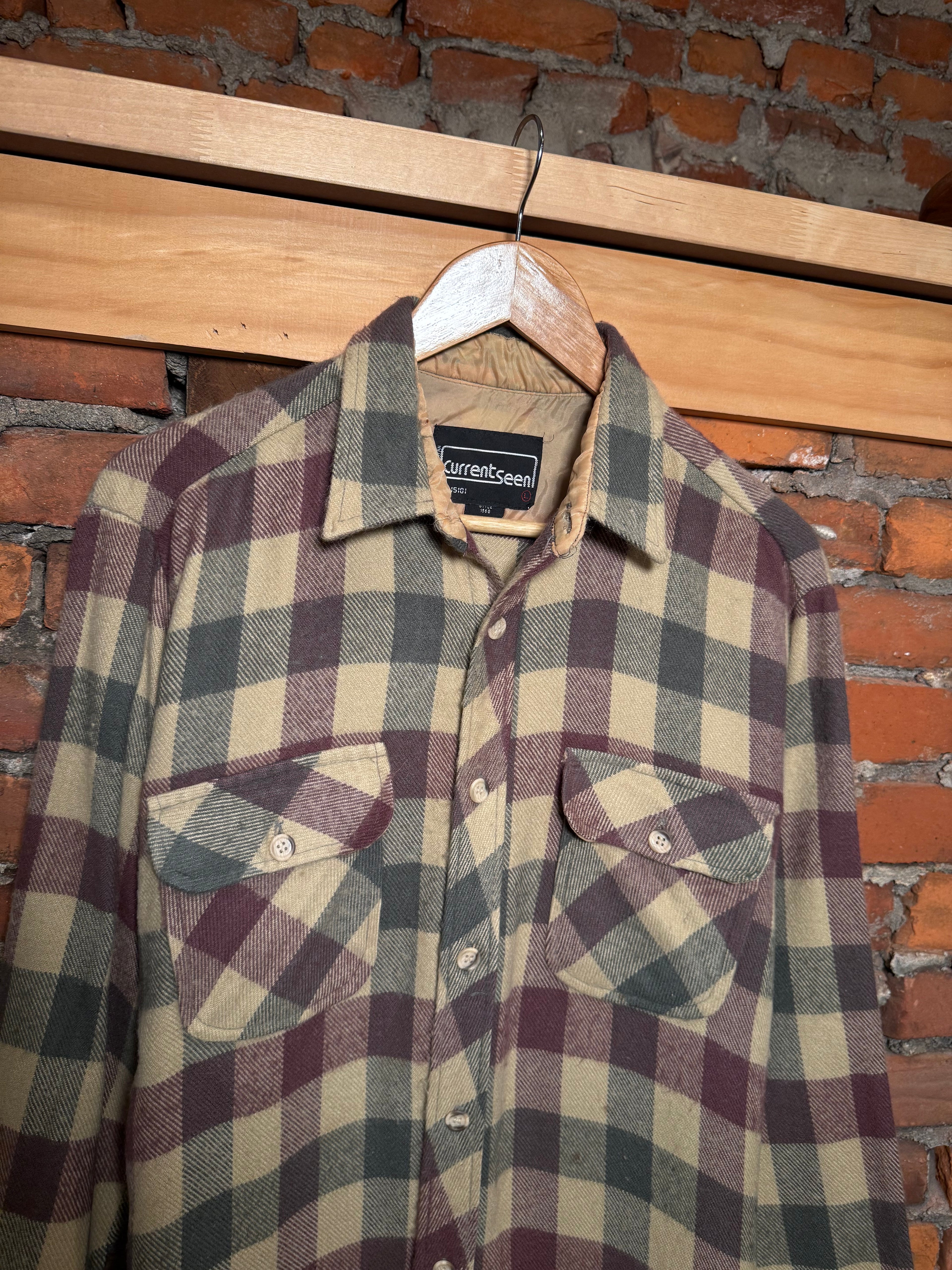 Vintage Current Seen Tan Flannel Shirt (L)