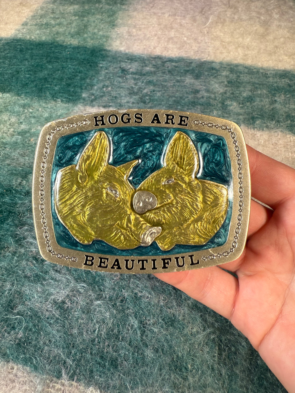 Vintage Hogs Are Beautiful Belt Buckle