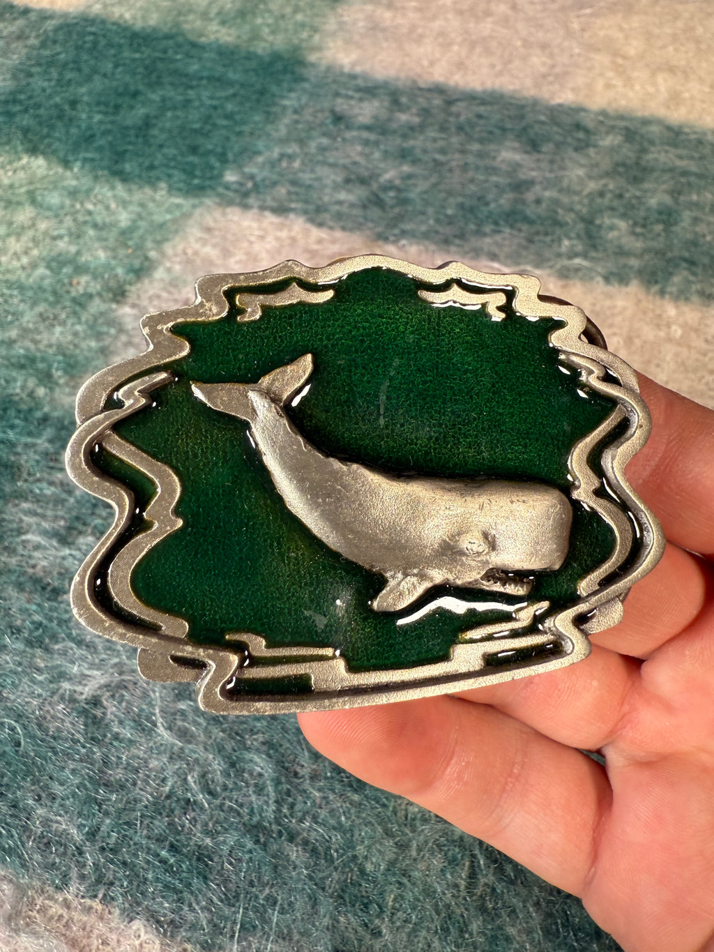 Vintage Whale Green Belt Buckle