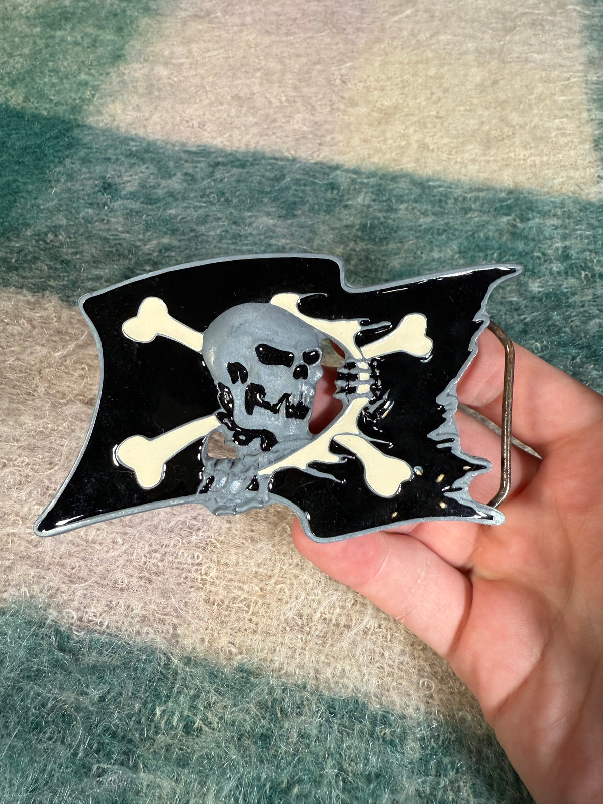 2000s Skeleton Pirate Flag Belt Buckle