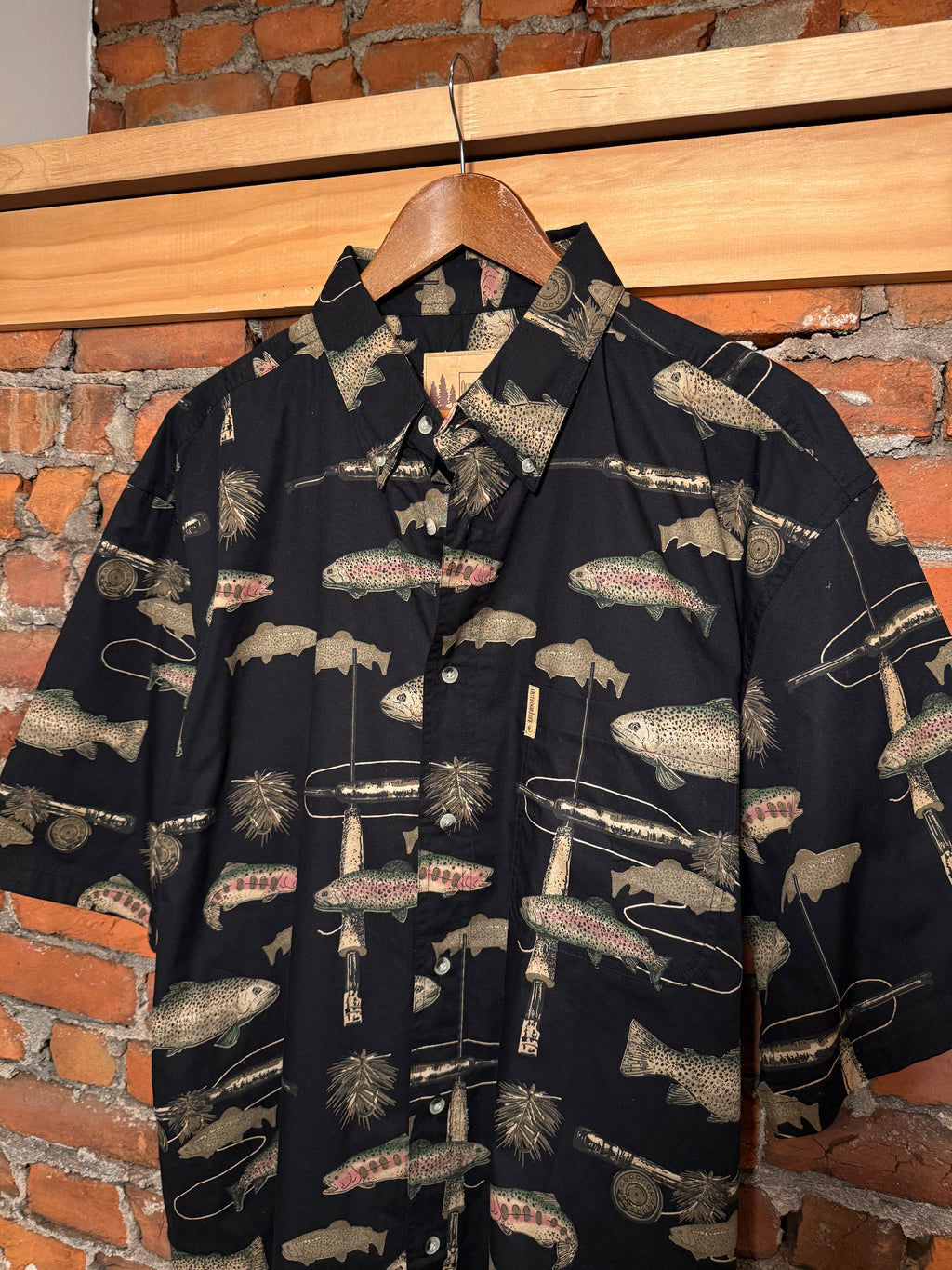 Outdoor Life All Over Fish Button Down Shirt (L)