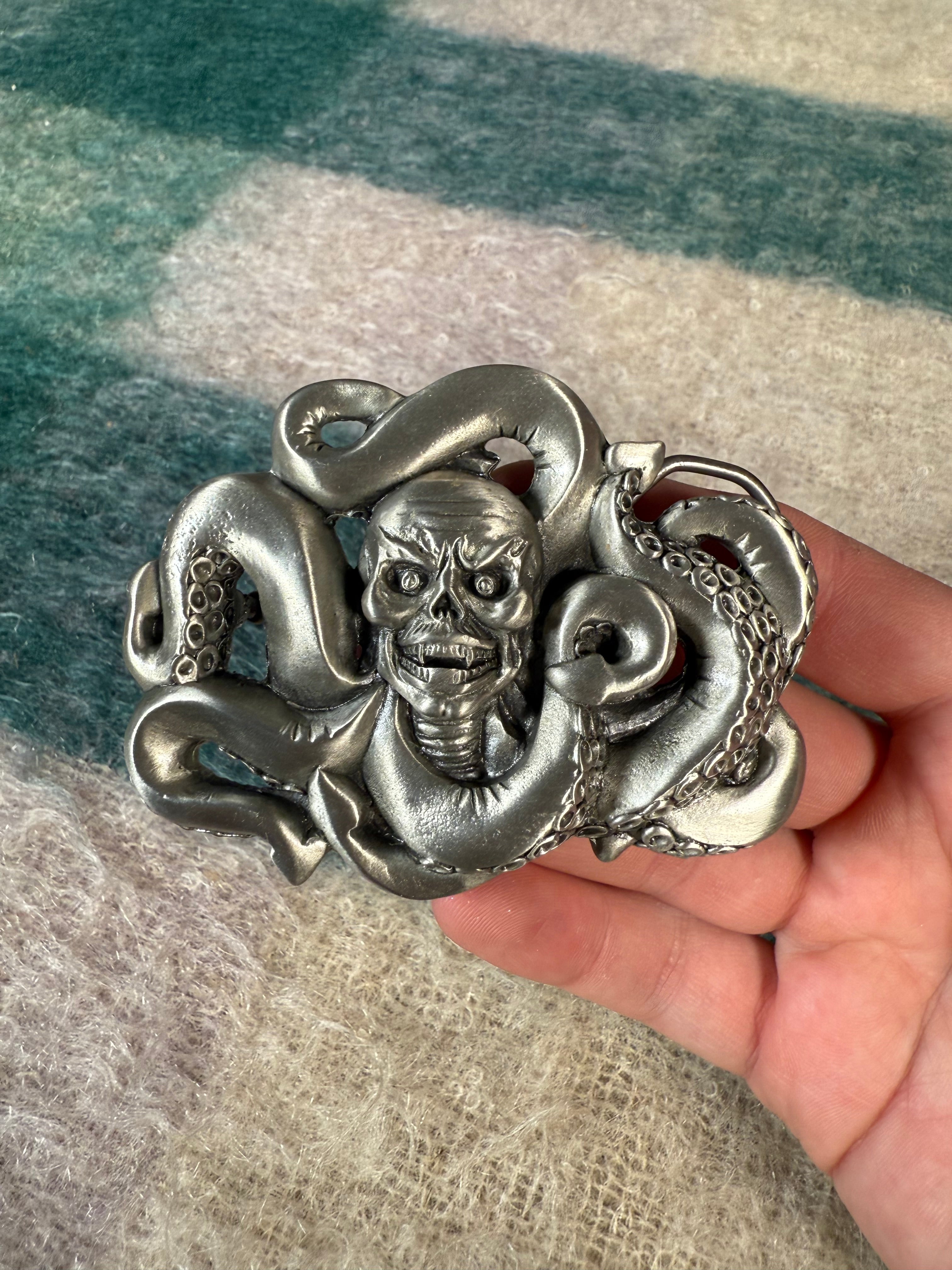 Vintage Skull Octopus Belt Buckle