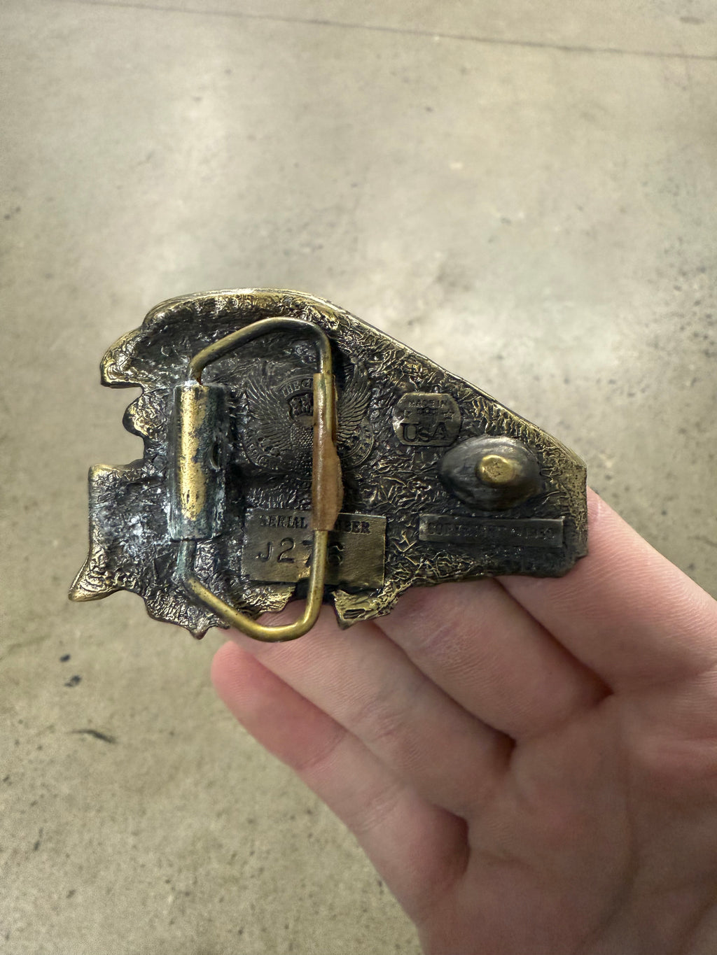 Vintage Green Train Car Belt Buckle
