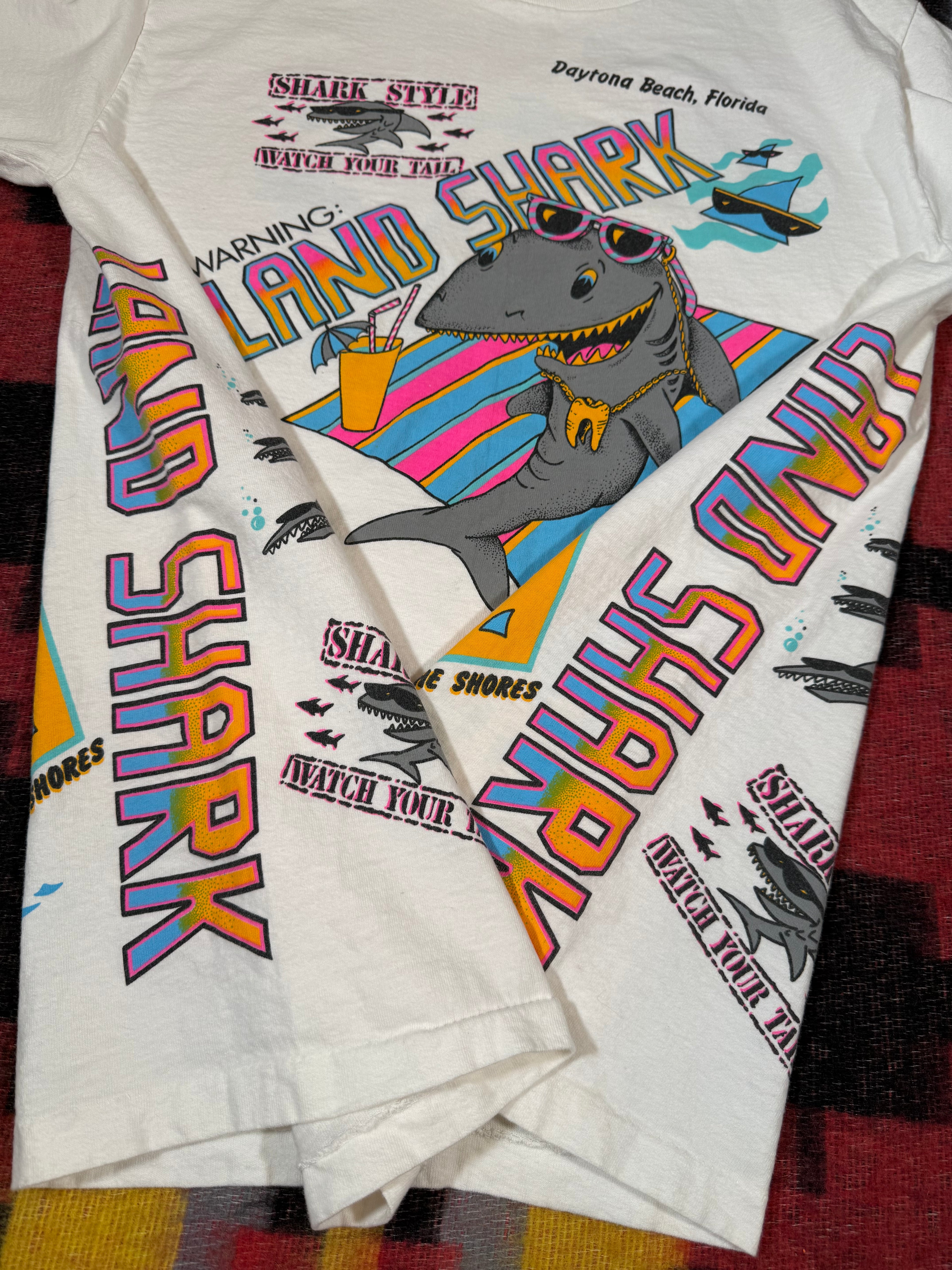 Vintage 90s Land Shark All Over Print (M/L)