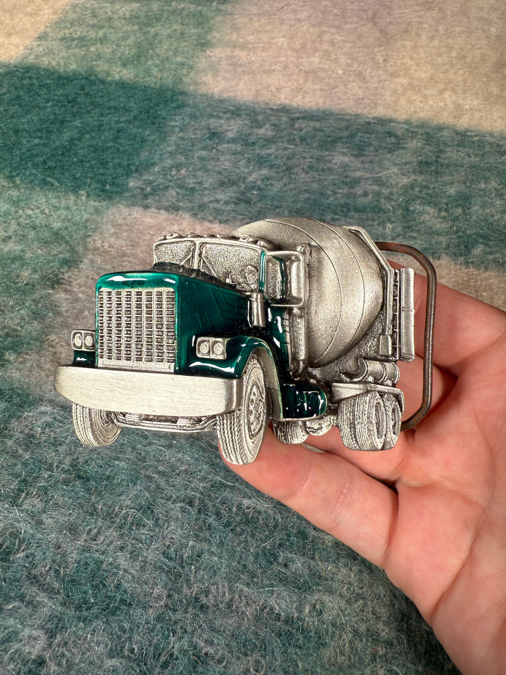 Vintage Cement Mixer Truck Belt Buckle