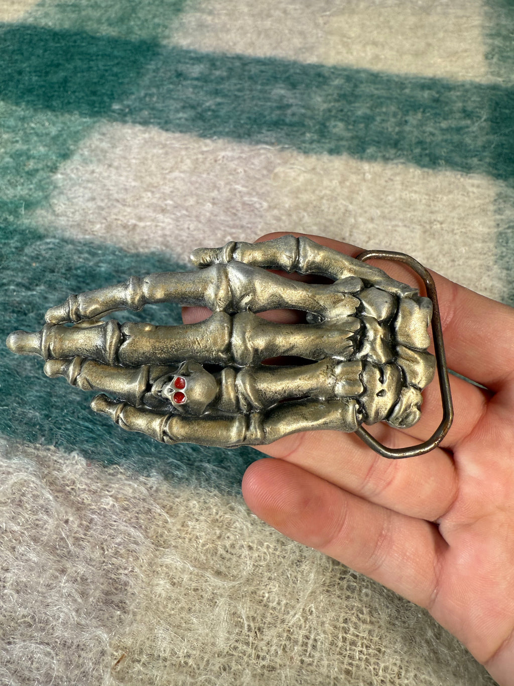 Vintage Skeleton Hand Belt Buckle