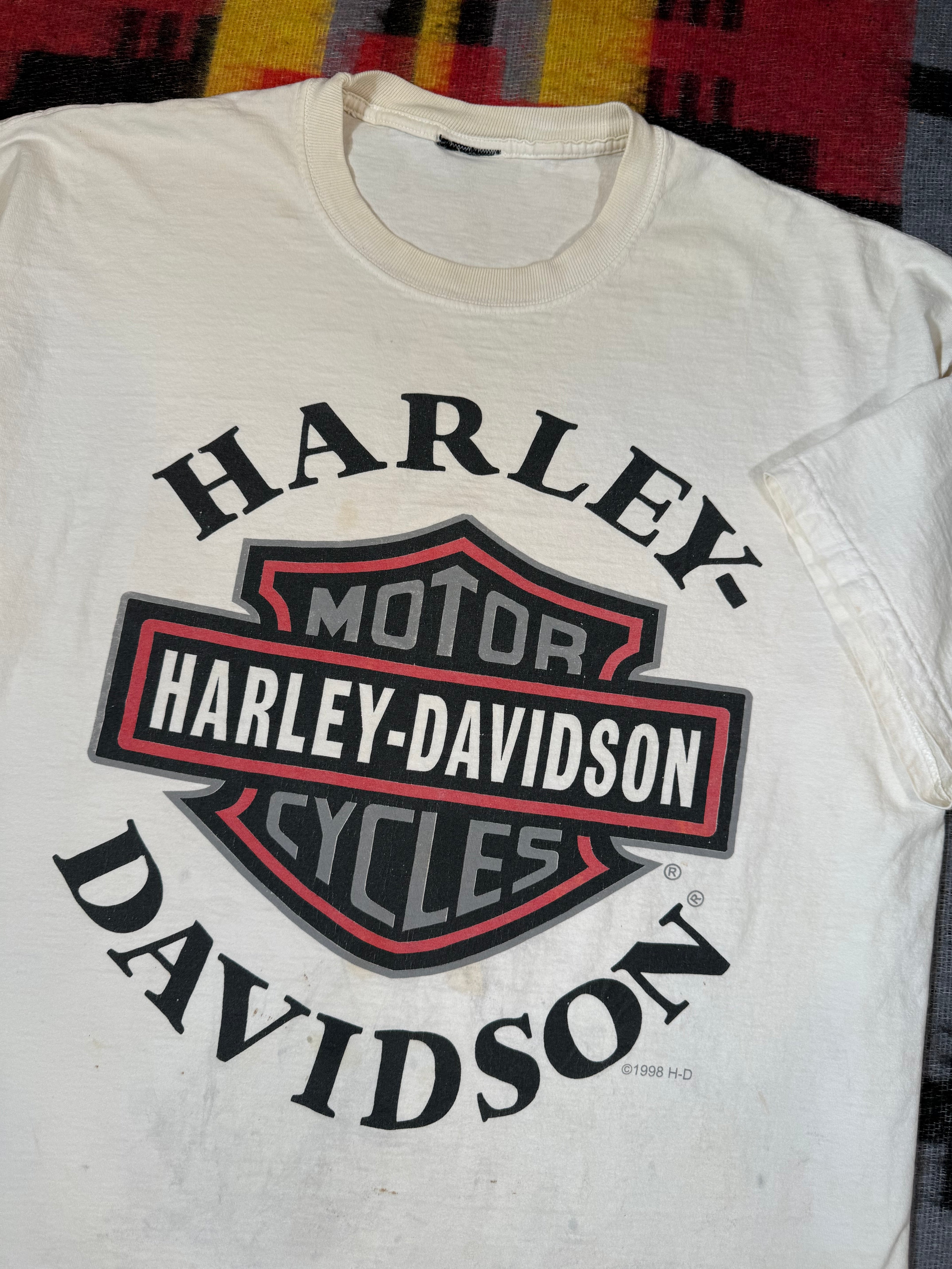 Vintage Distressed 1998 Harley Davidson Logo Tee (2XL)