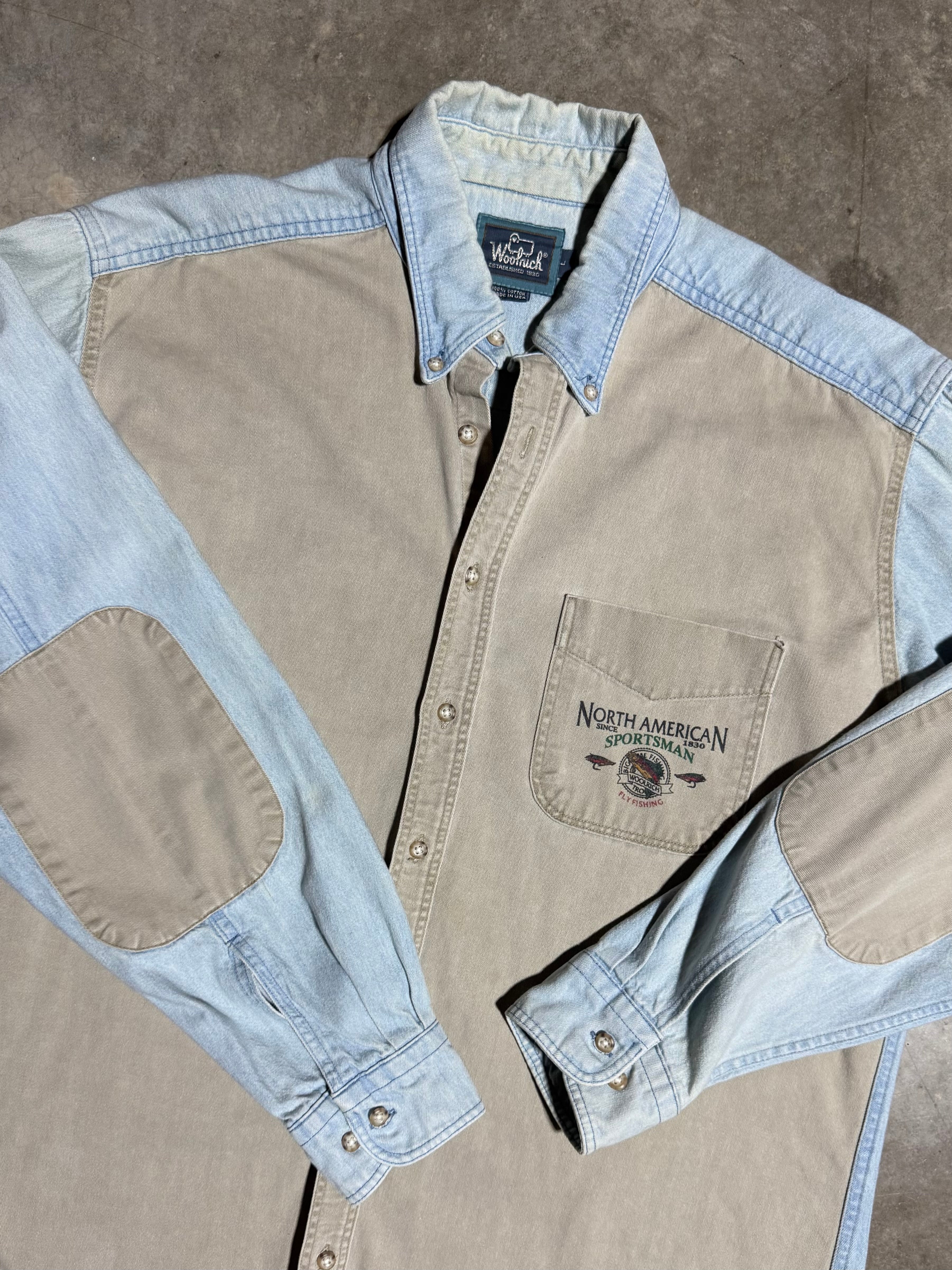 Vintage Woolrich Sportsman Denim Buttondown Shirt (L)