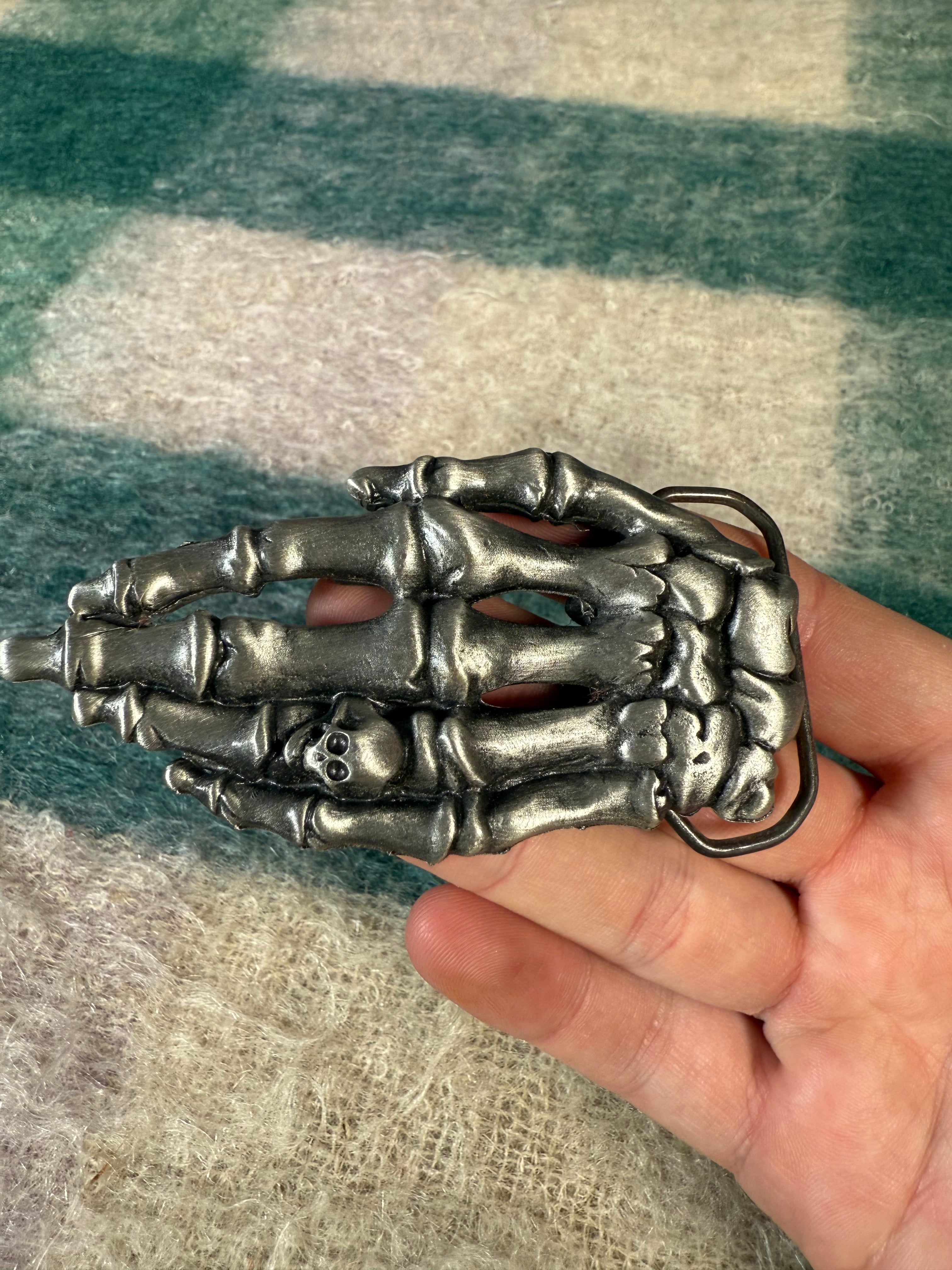 Vintage Skeleton Hand Belt Buckle