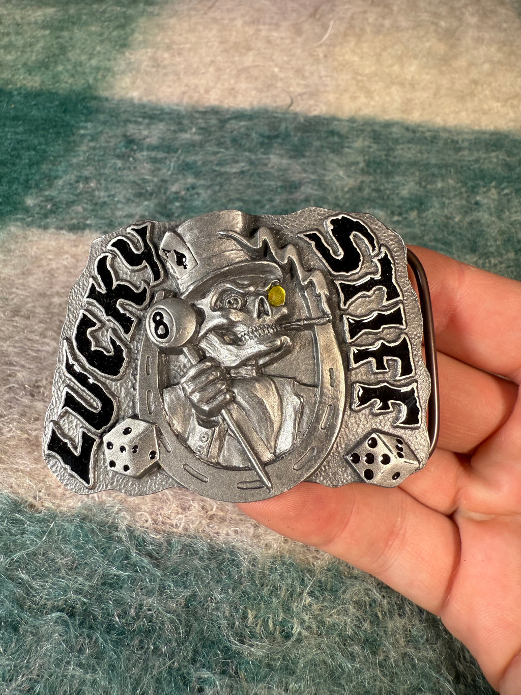 Vintage Lucky Stiff Skeleton Belt Buckle