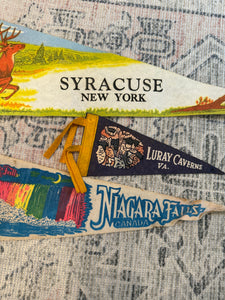 Lot of 3 Vintage Pennants - Syracuse, Luray Caverns and Niagara Falls