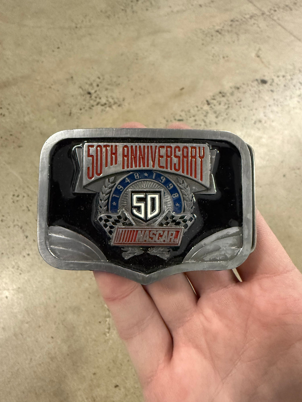 Vintage 1998 Nascar 50th Anniversary Belt Buckle