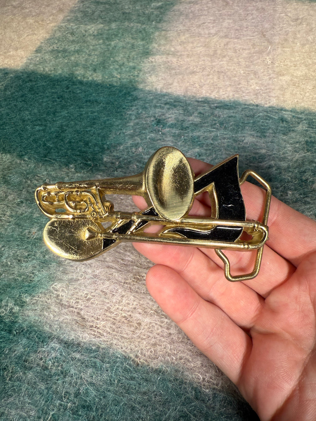 Vintage 80s Trombone Belt Buckle