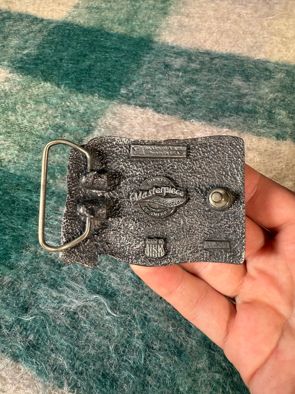 Vintage American Flag Texas Longhorn Belt Buckle
