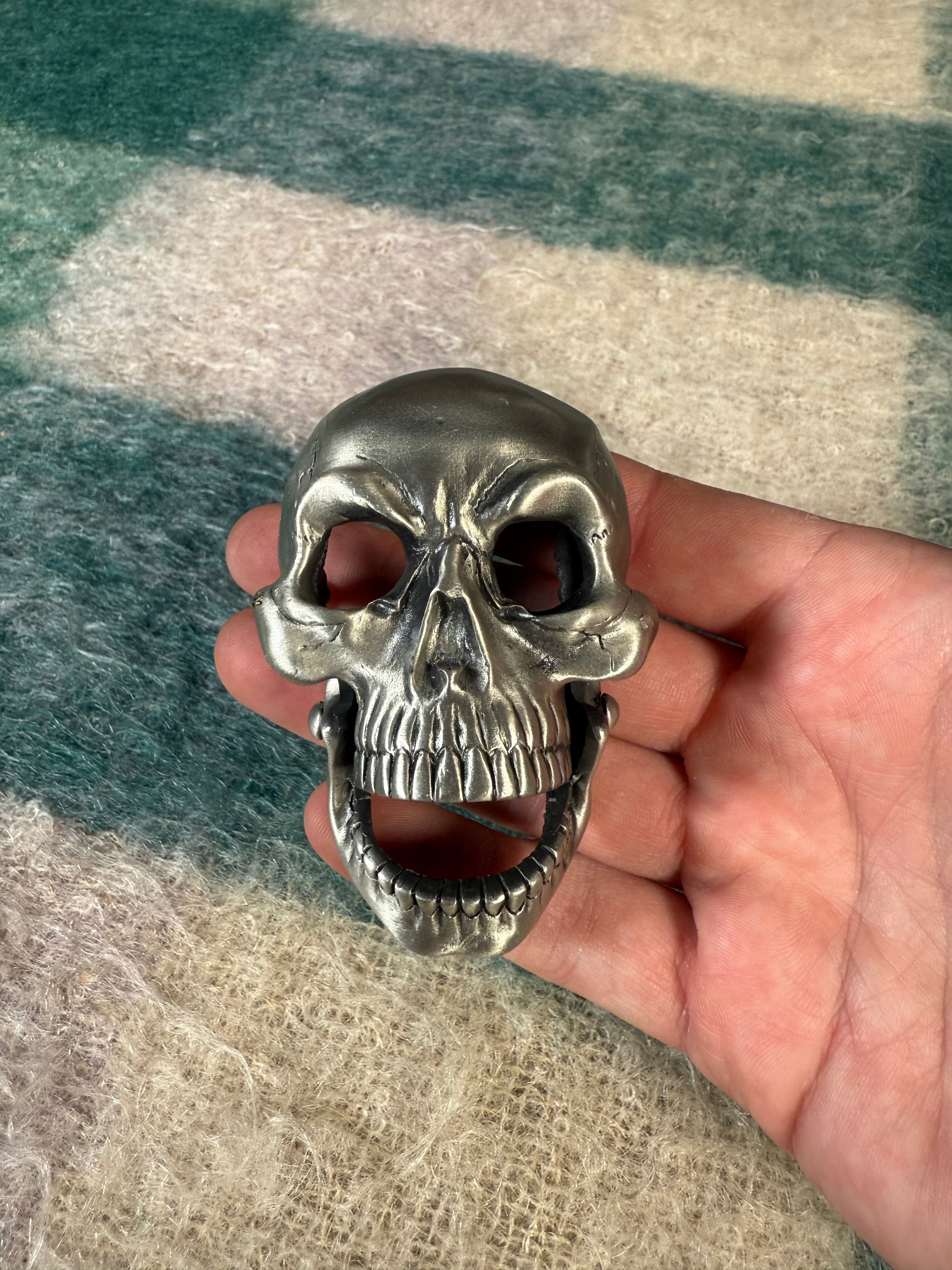 Vintage 1996 Moving Jaw Skeleton Belt Buckle